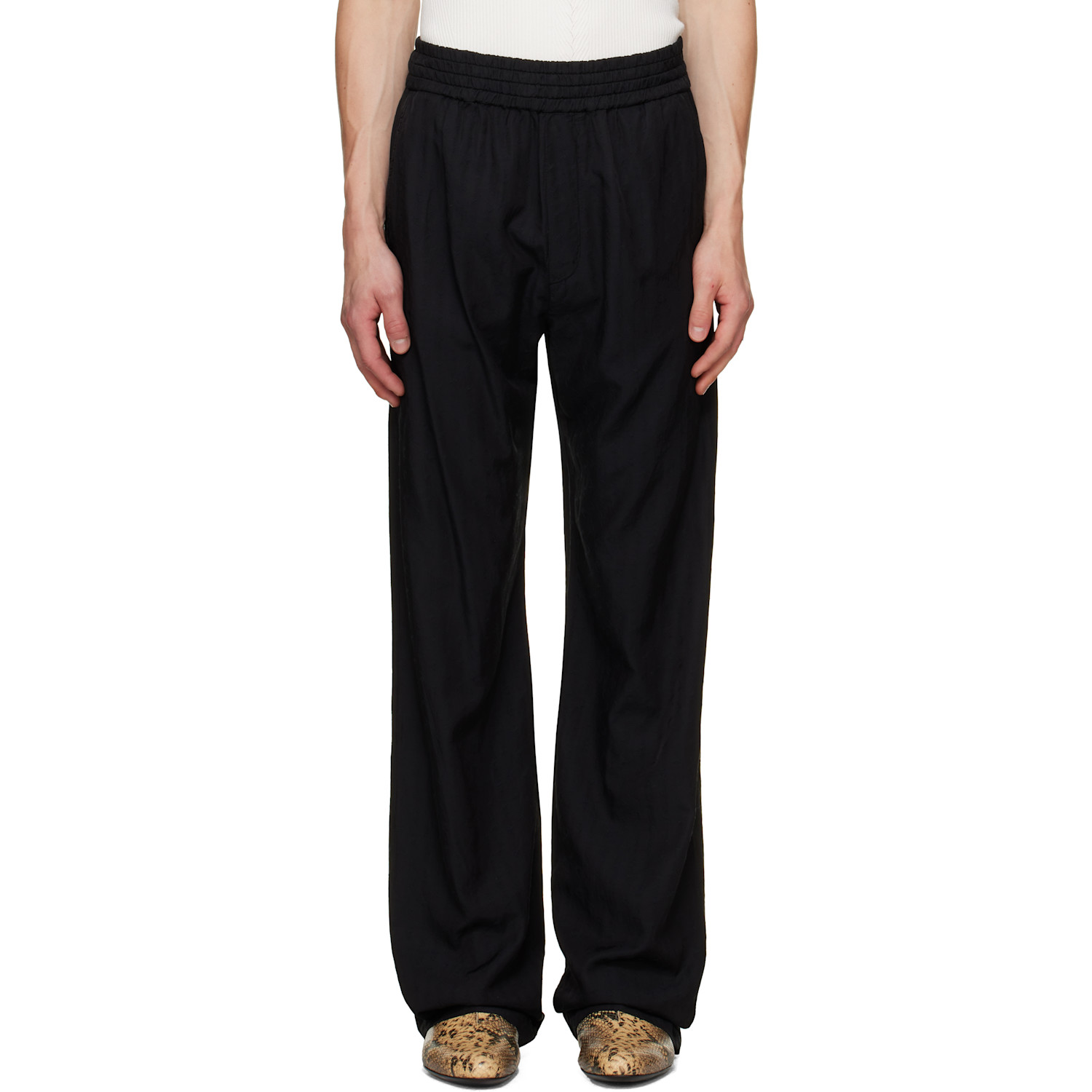 Dries Van Noten Black Elastic Waist Trousers