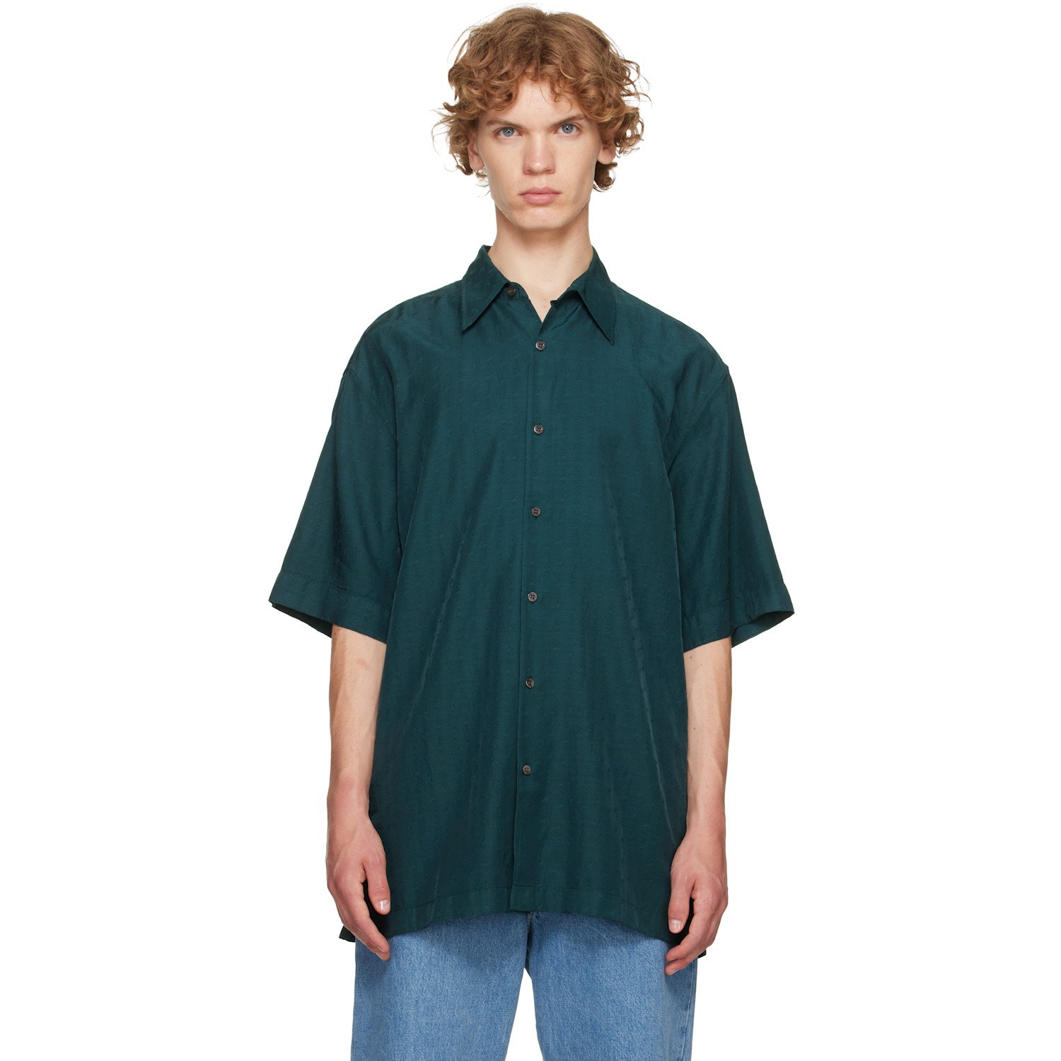Dries Van Noten Green Floral Shirt