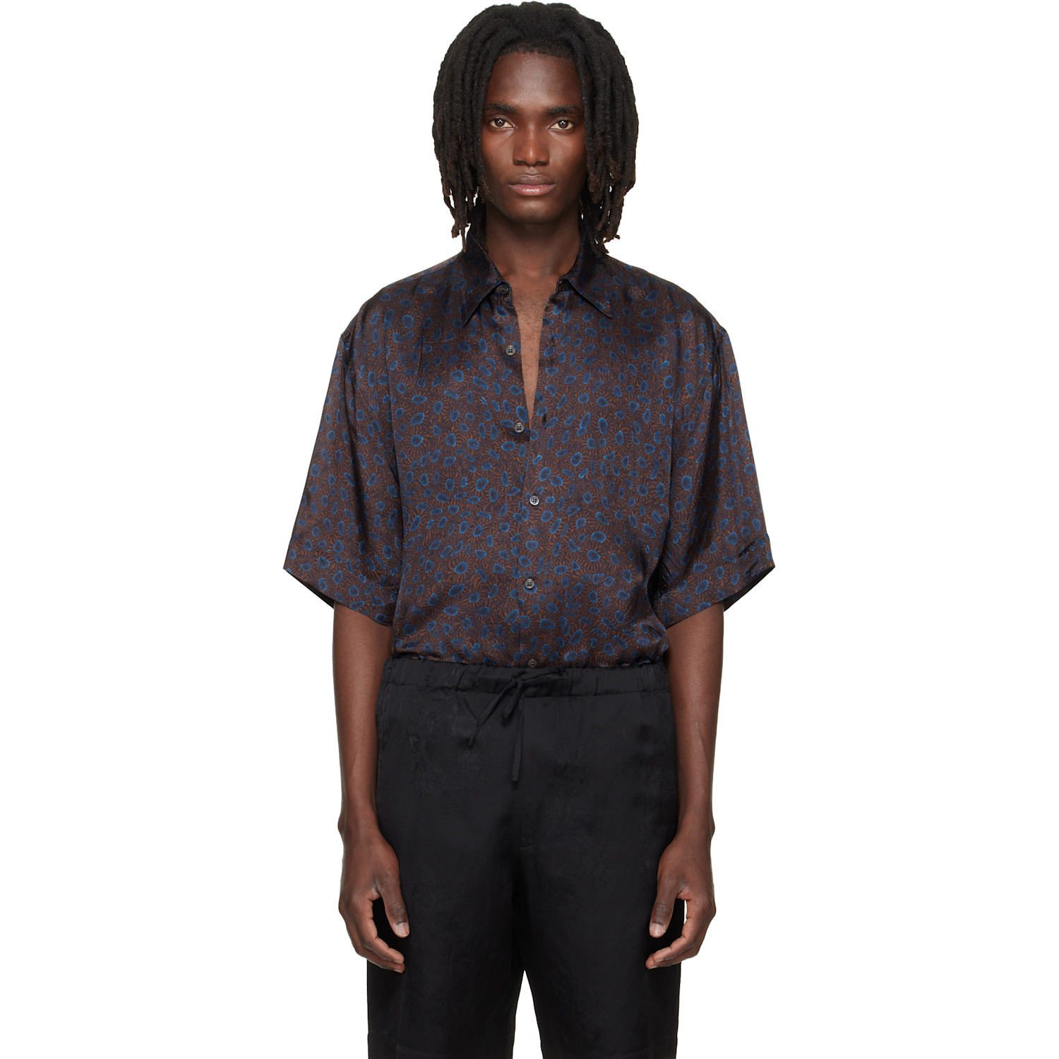 Dries Van Noten Brown & Blue Button-Down Shirt