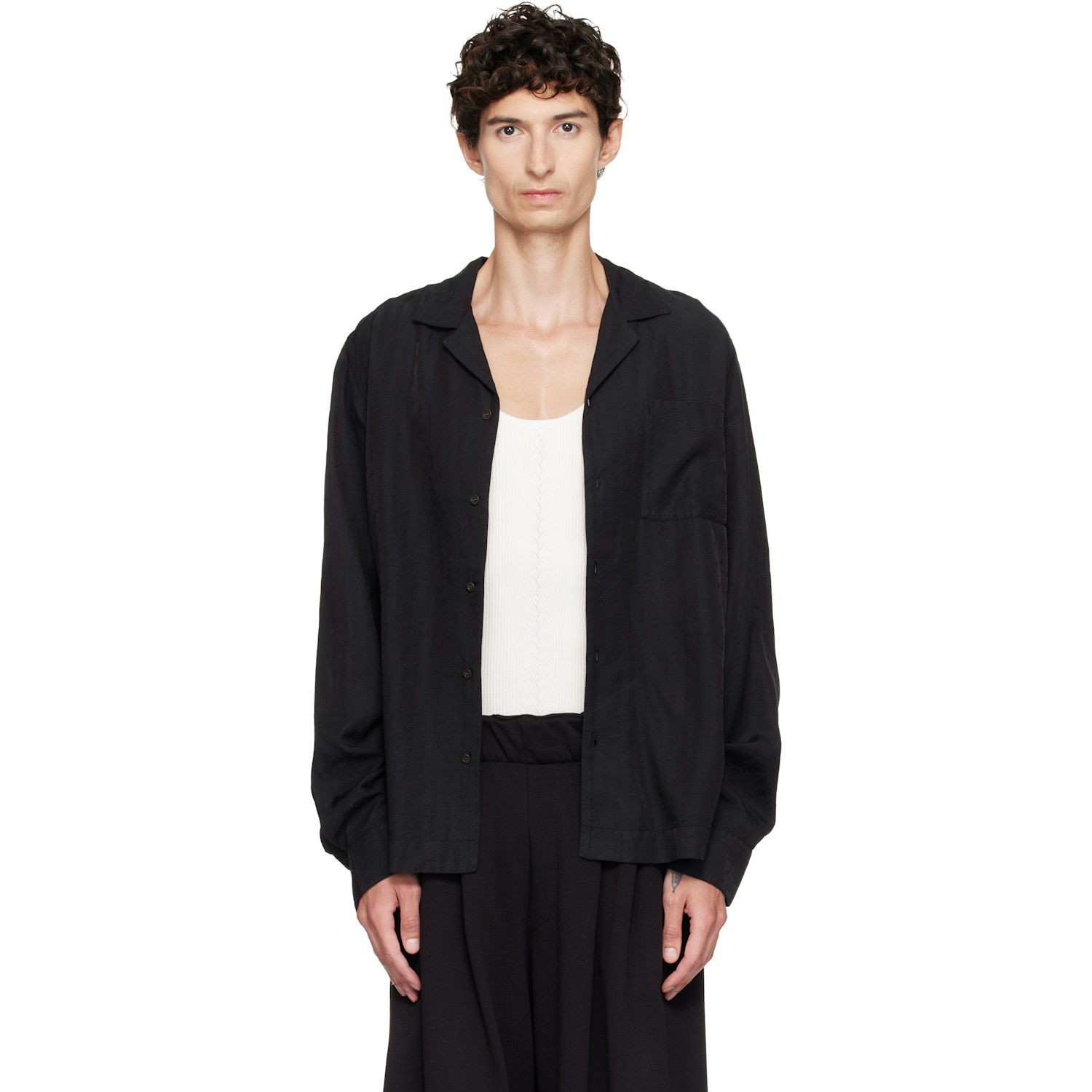 Dries Van Noten Black Embroidered Shirt