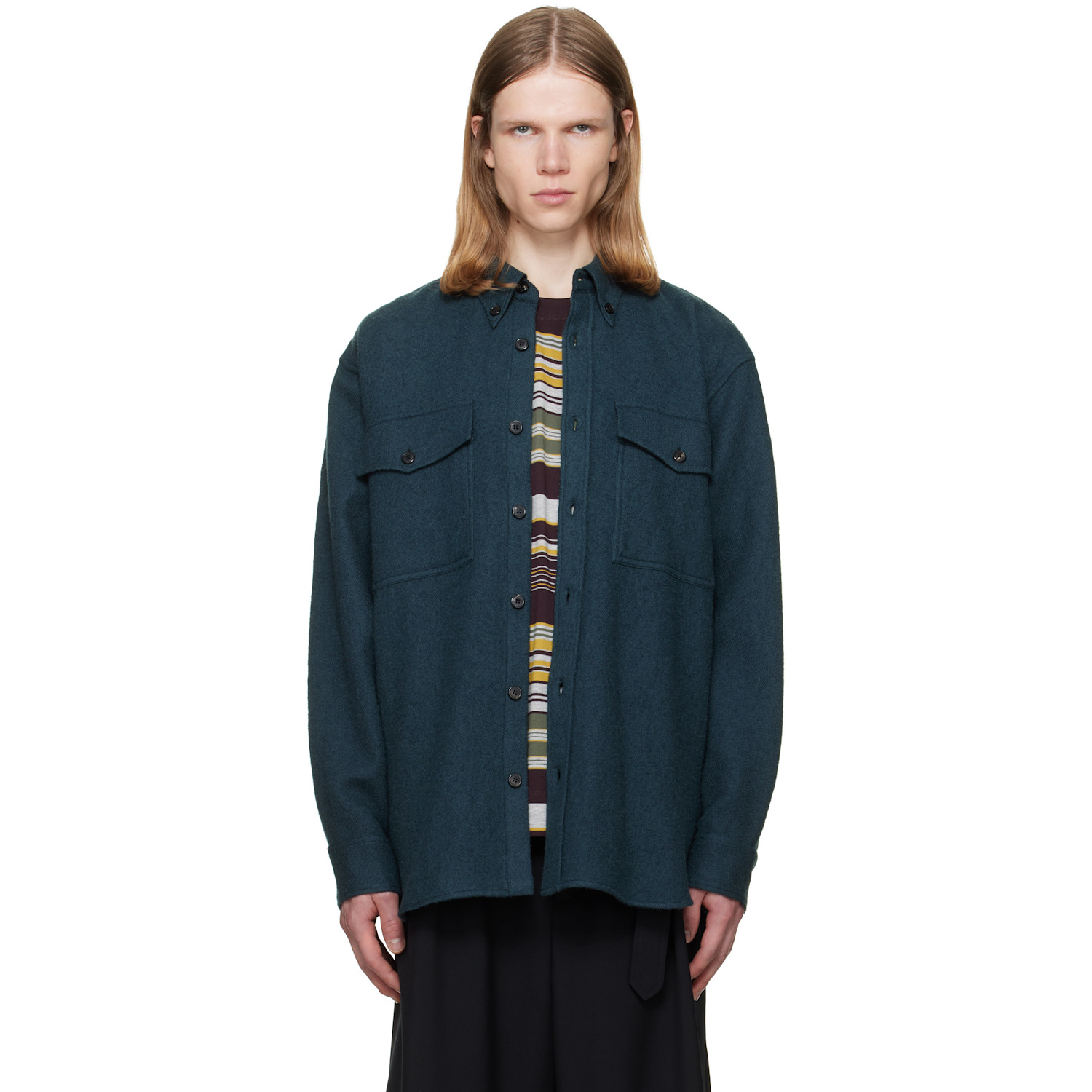 Dries Van Noten Green Wool Overshirt