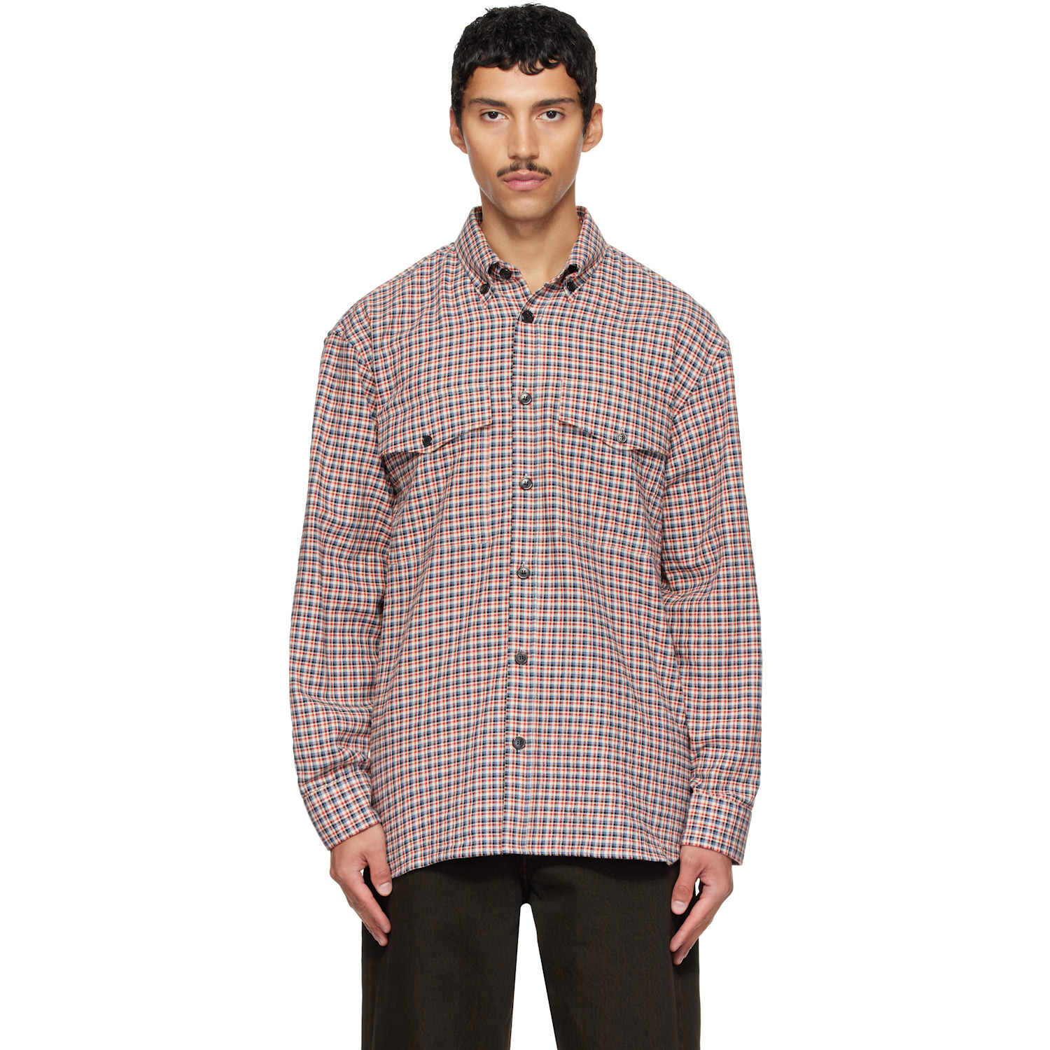 Dries Van Noten Red Loose Flannel Shirt