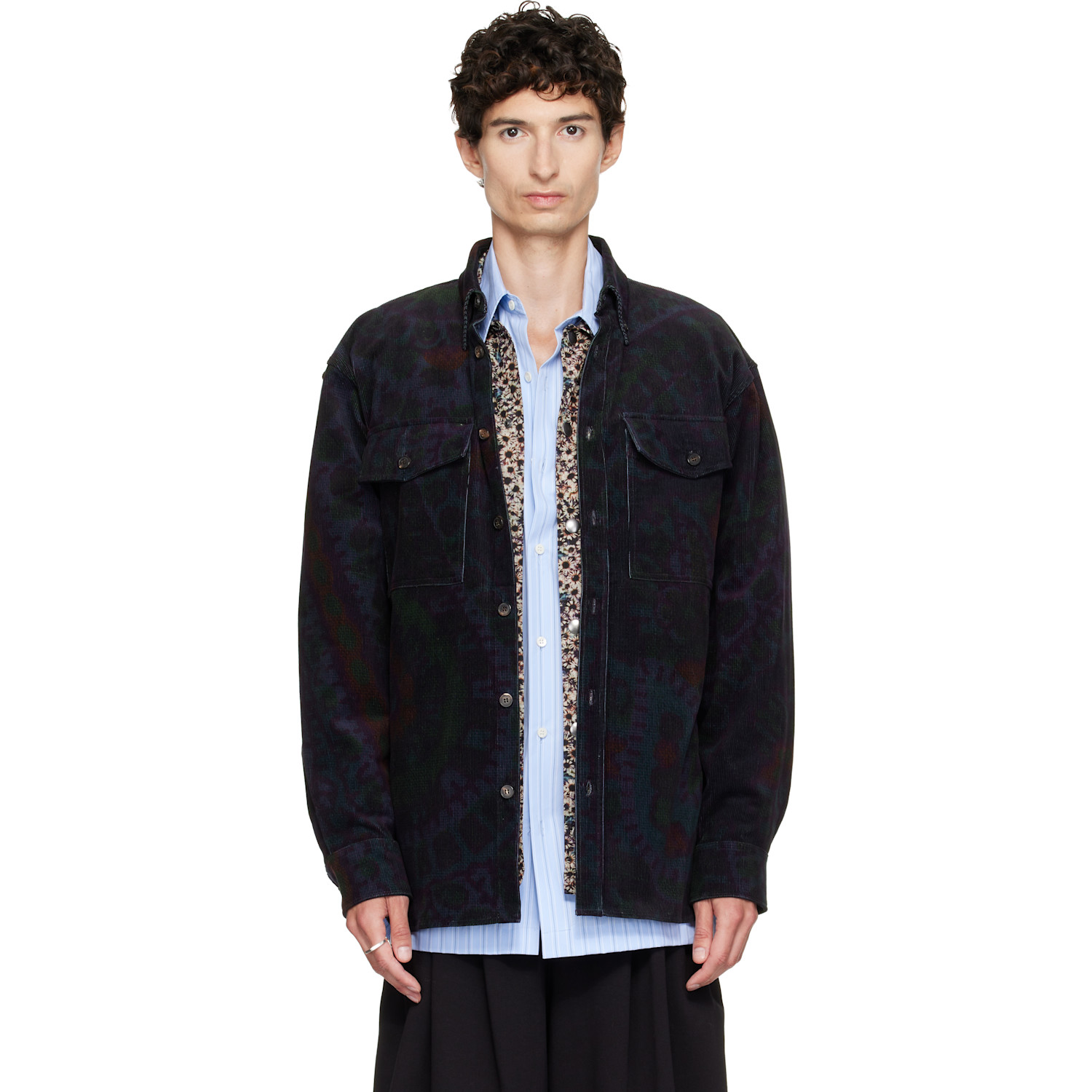 Dries Van Noten Purple Cotton Corduroy Shirt