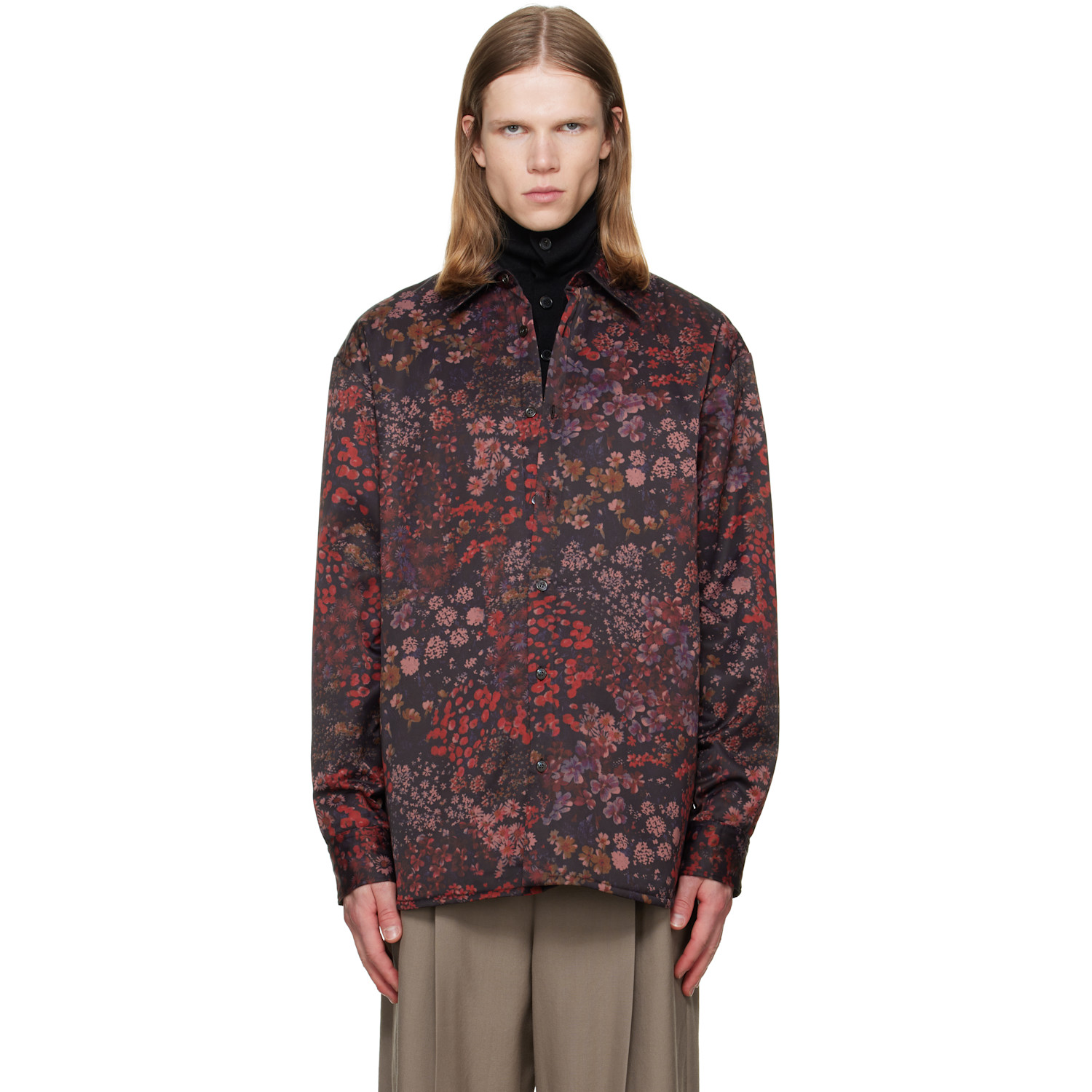 Dries Van Noten Purple Padded Floral Overshirt