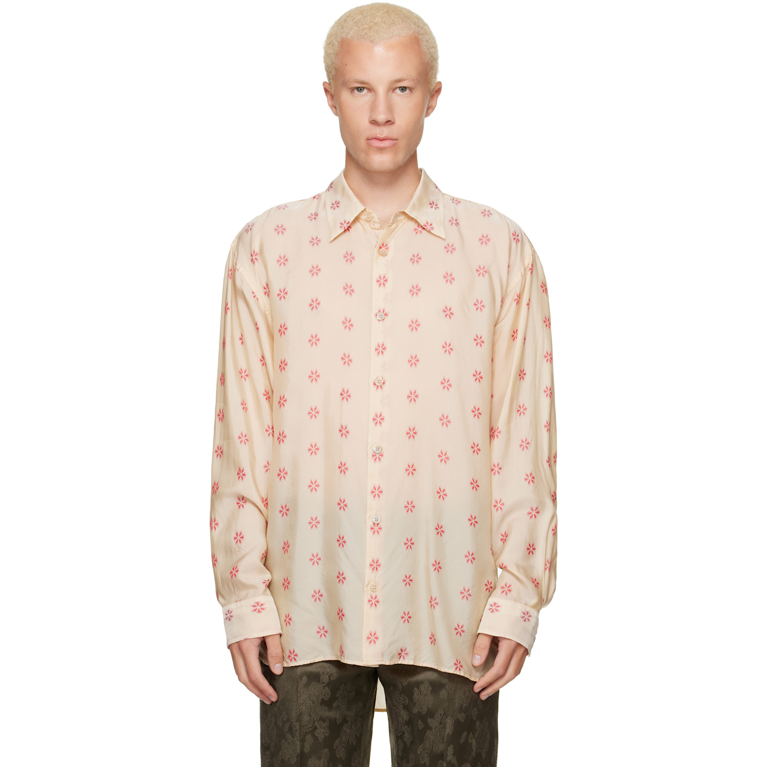 Dries Van Noten Off-White Loose Jacquard Shirt