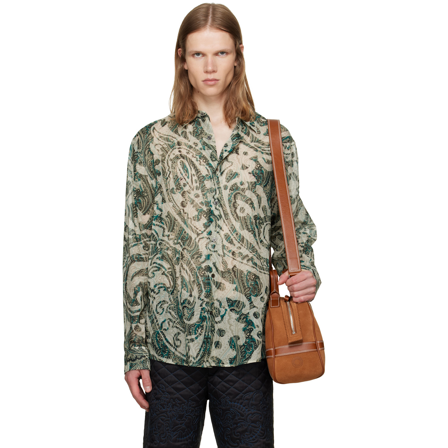 Dries Van Noten Green Paisley Shirt