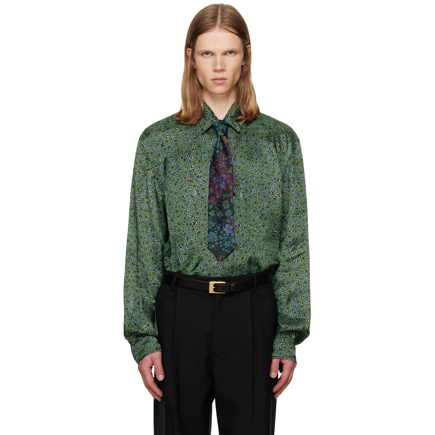 Dries Van Noten Green Floral Shirt