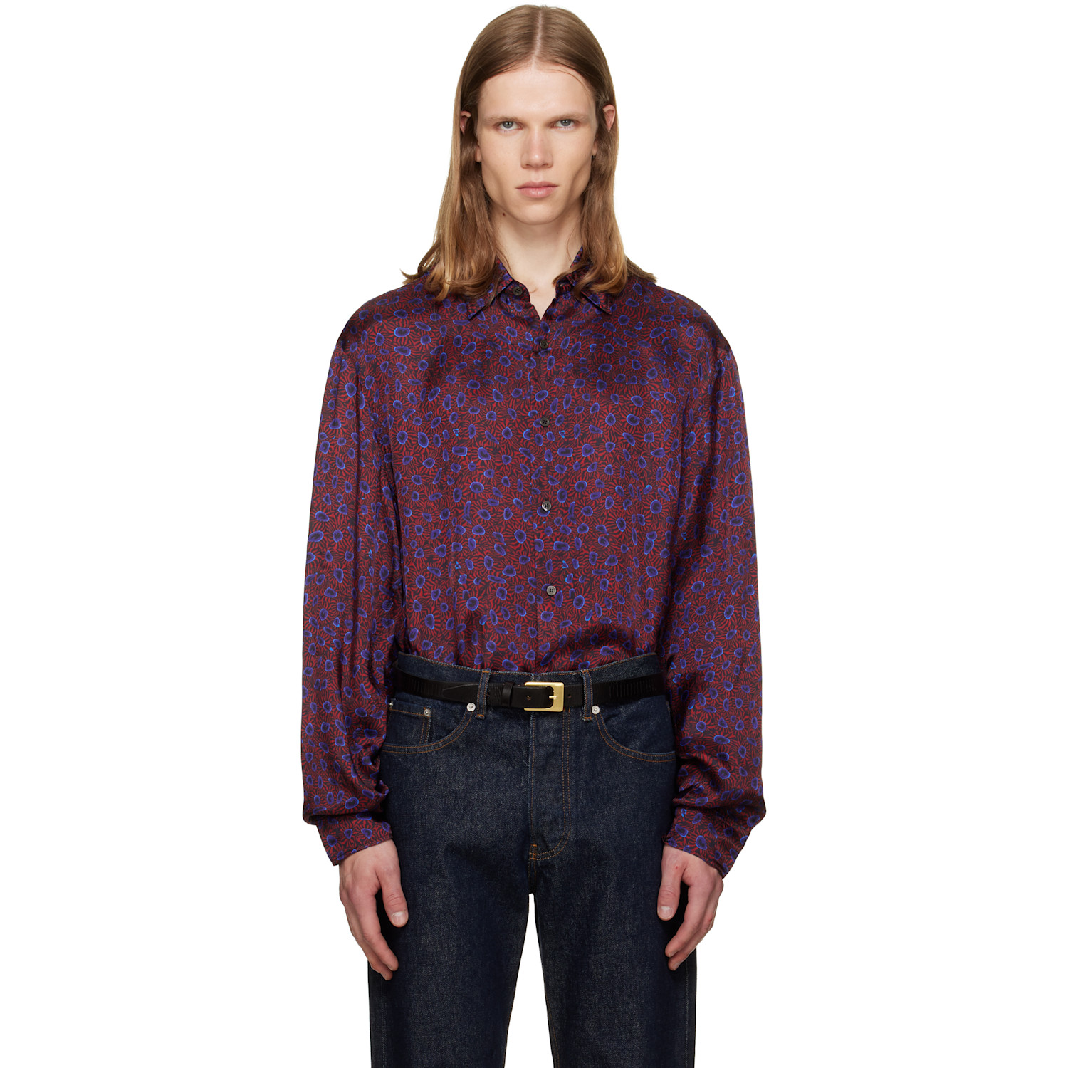 Dries Van Noten Red & Purple Floral Shirt