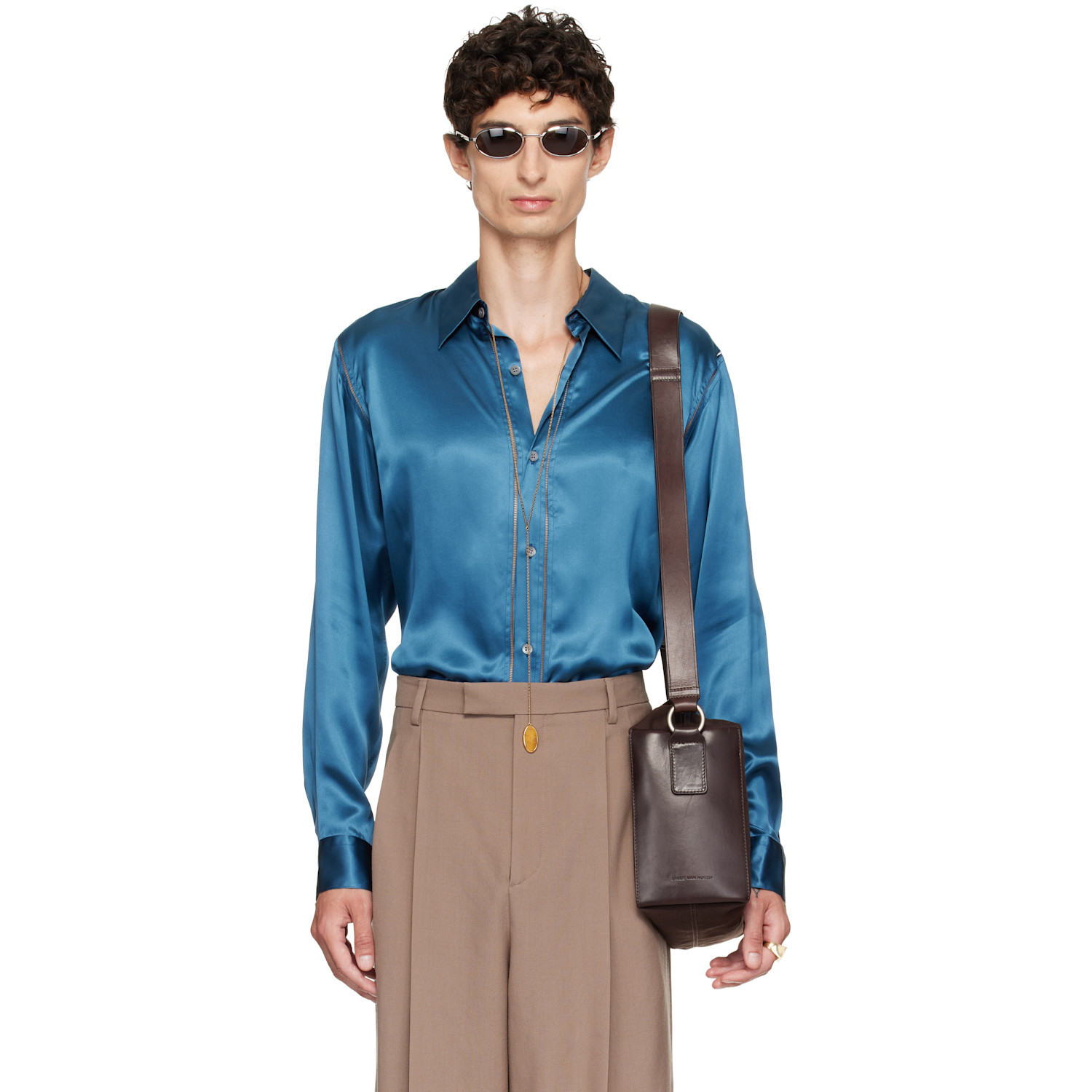Dries Van Noten Blue Silk Shirt