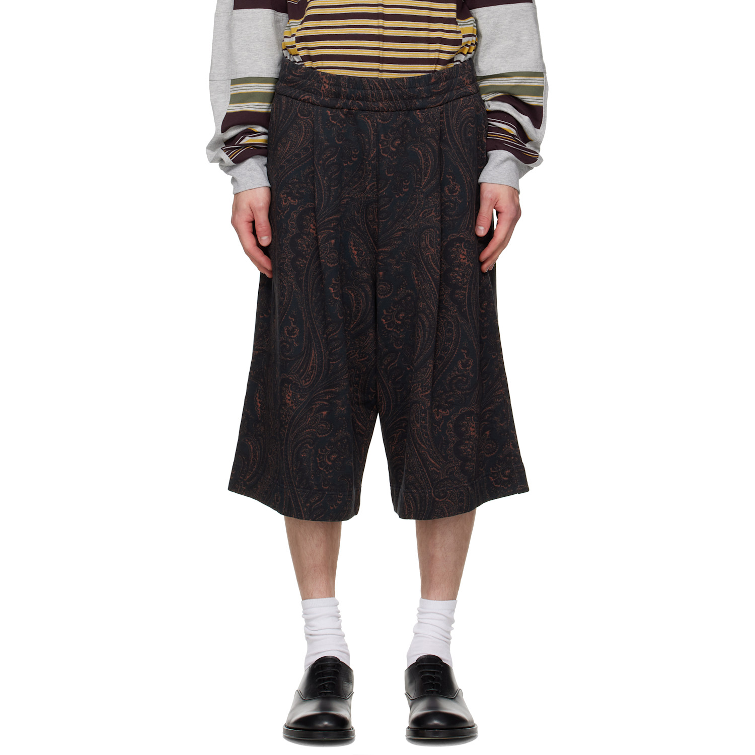 Dries Van Noten Navy Paisley Shorts