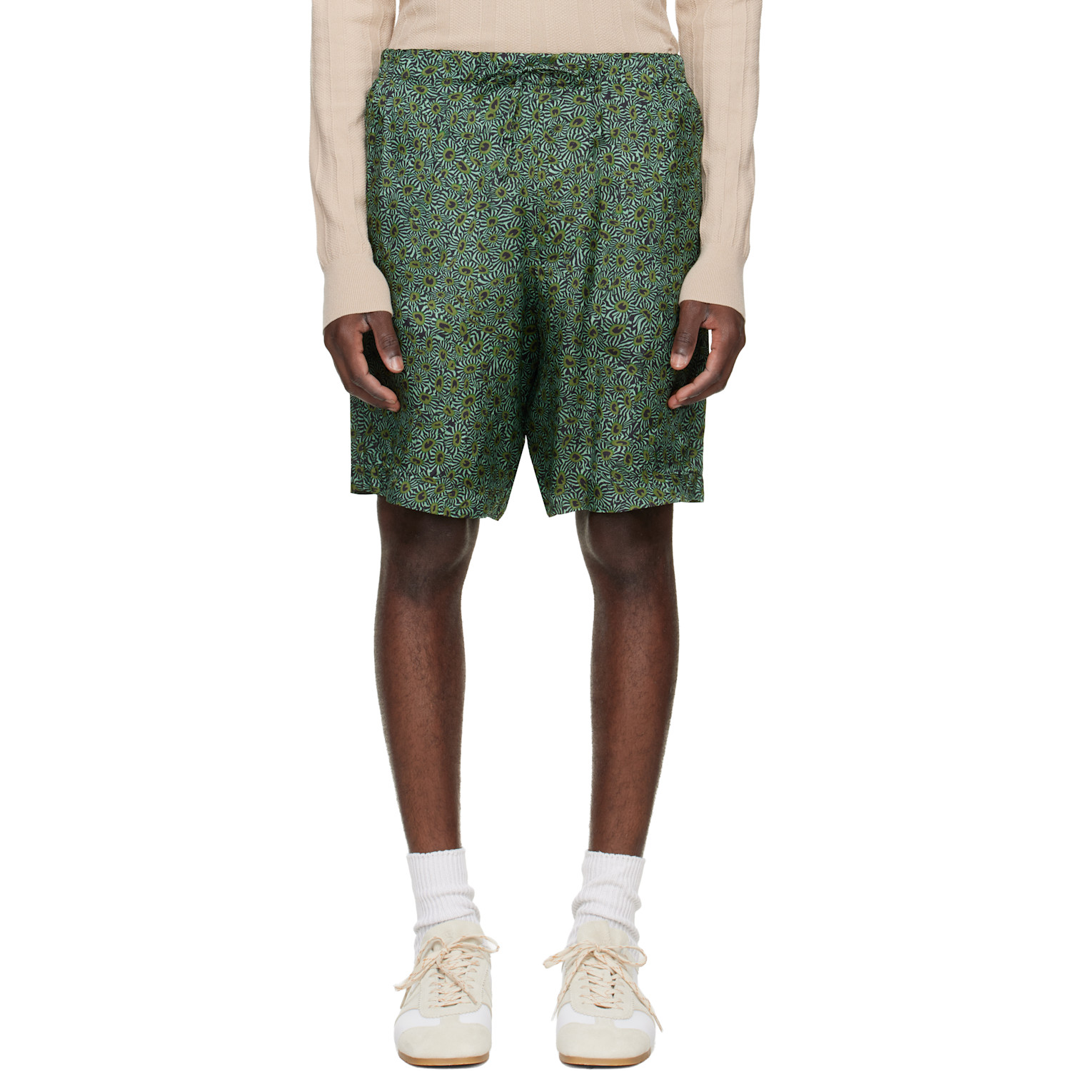 Dries Van Noten Green Viscose Shorts