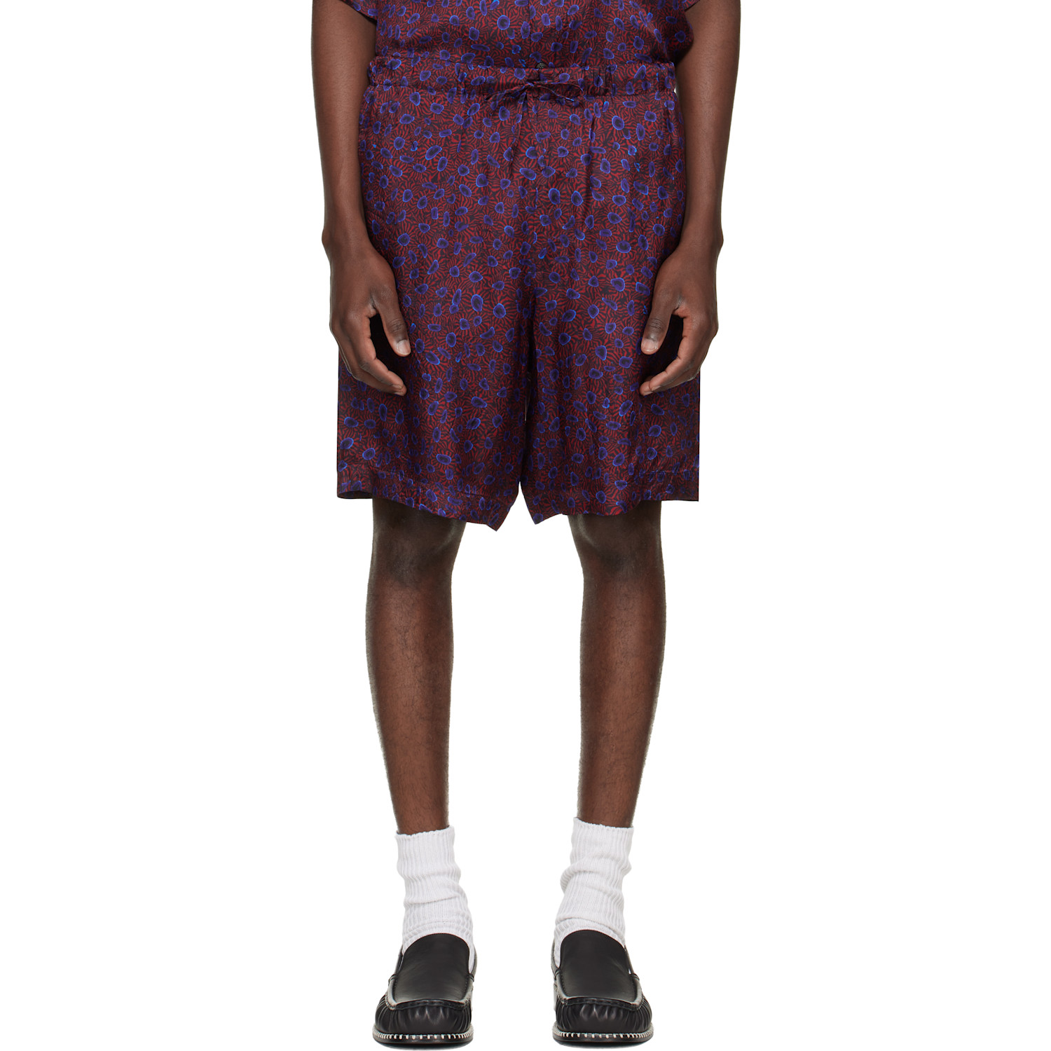 Dries Van Noten Red & Purple Viscose Shorts
