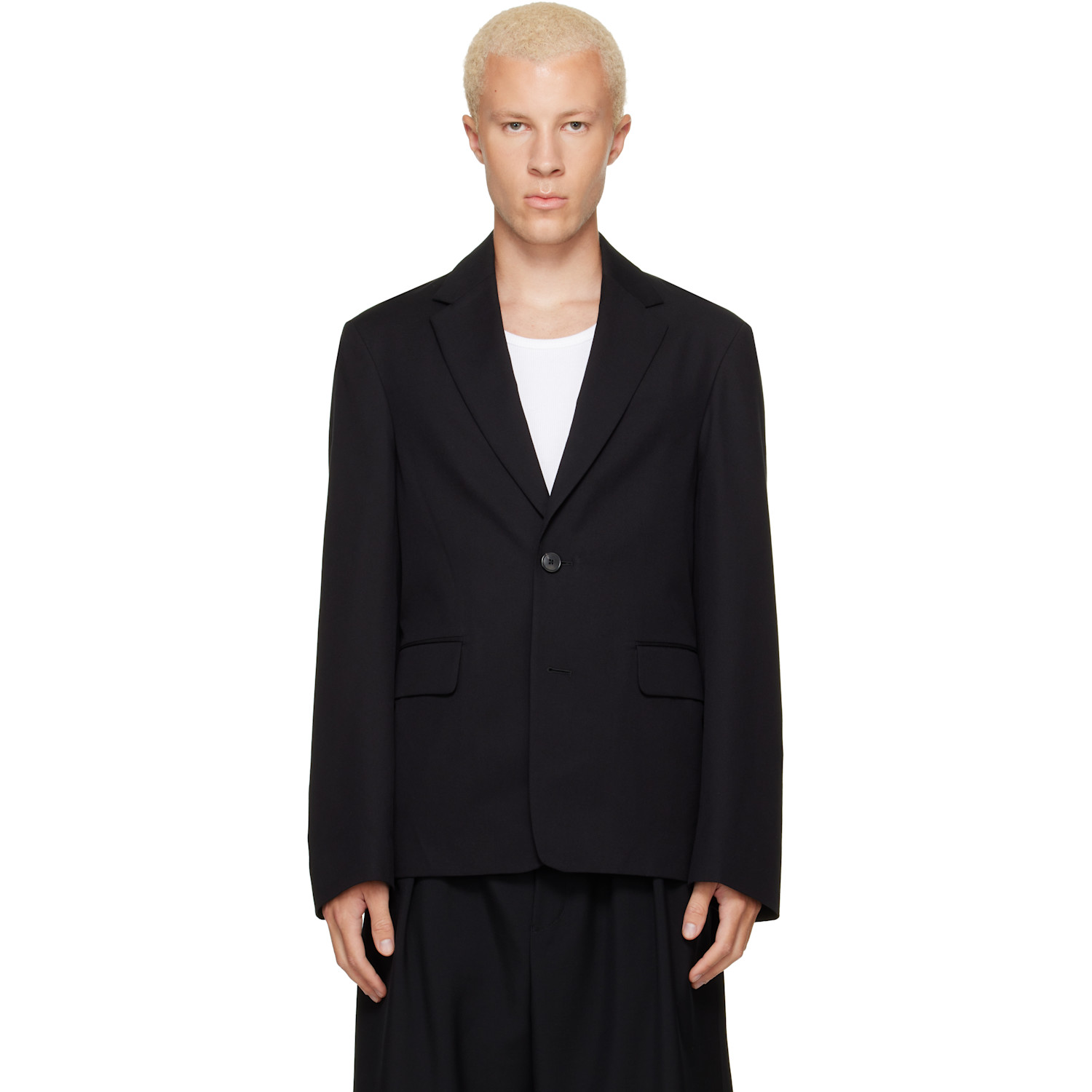 Dries Van Noten Black Cotton & Wool Twill Blazer