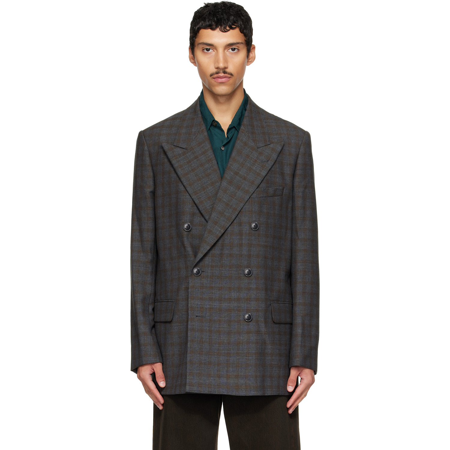 Dries Van Noten Brown Oversized Wool Blazer