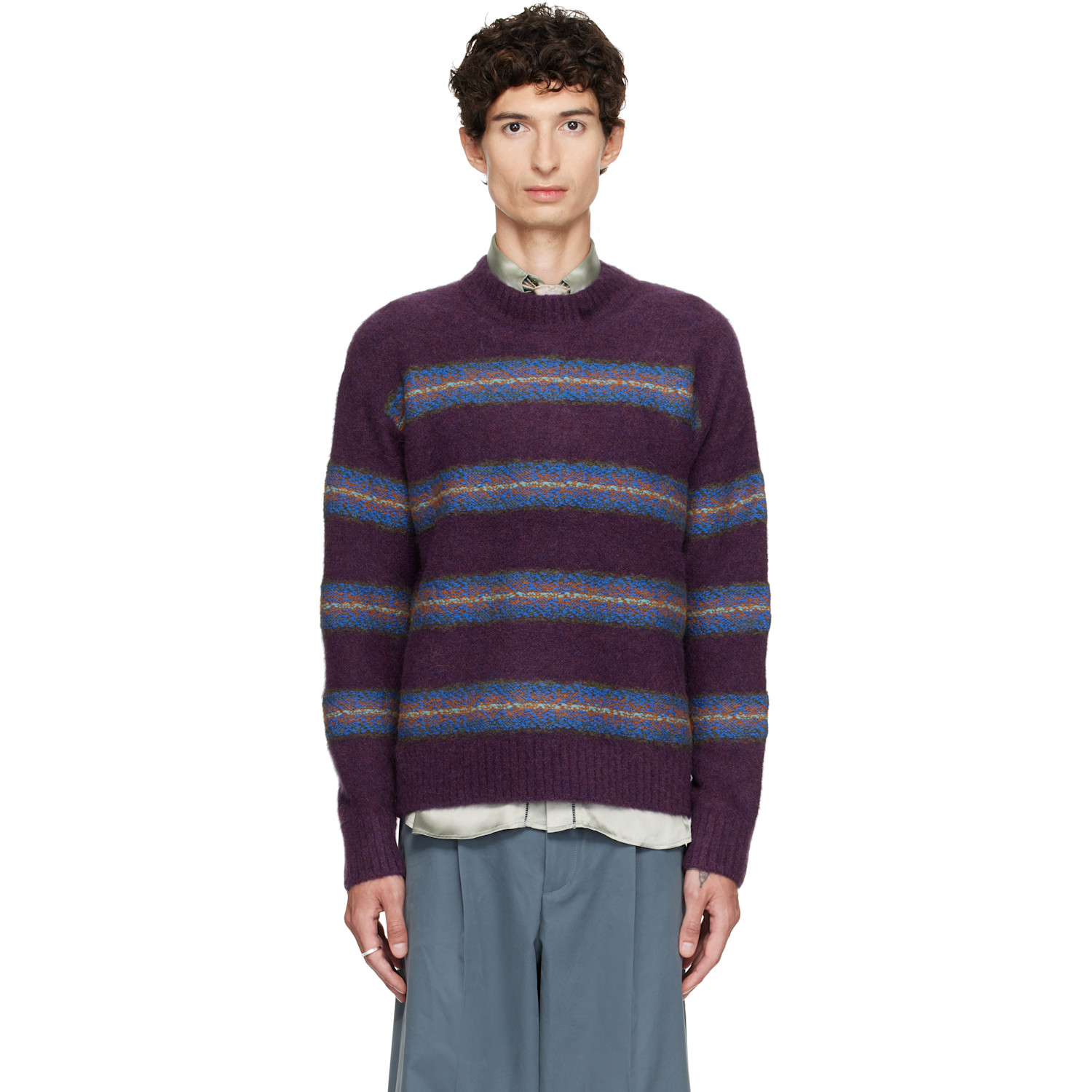 Dries Van Noten Purple Jacquard Wool Sweater