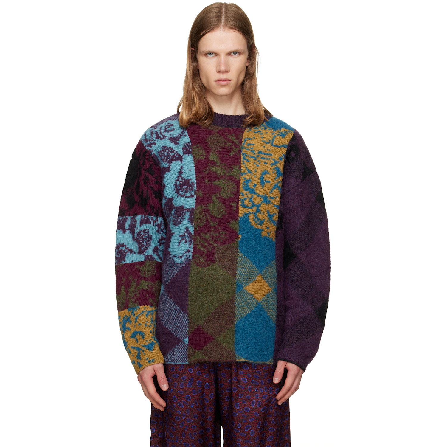 Dries Van Noten Multicolor Patchwork Wool Sweater