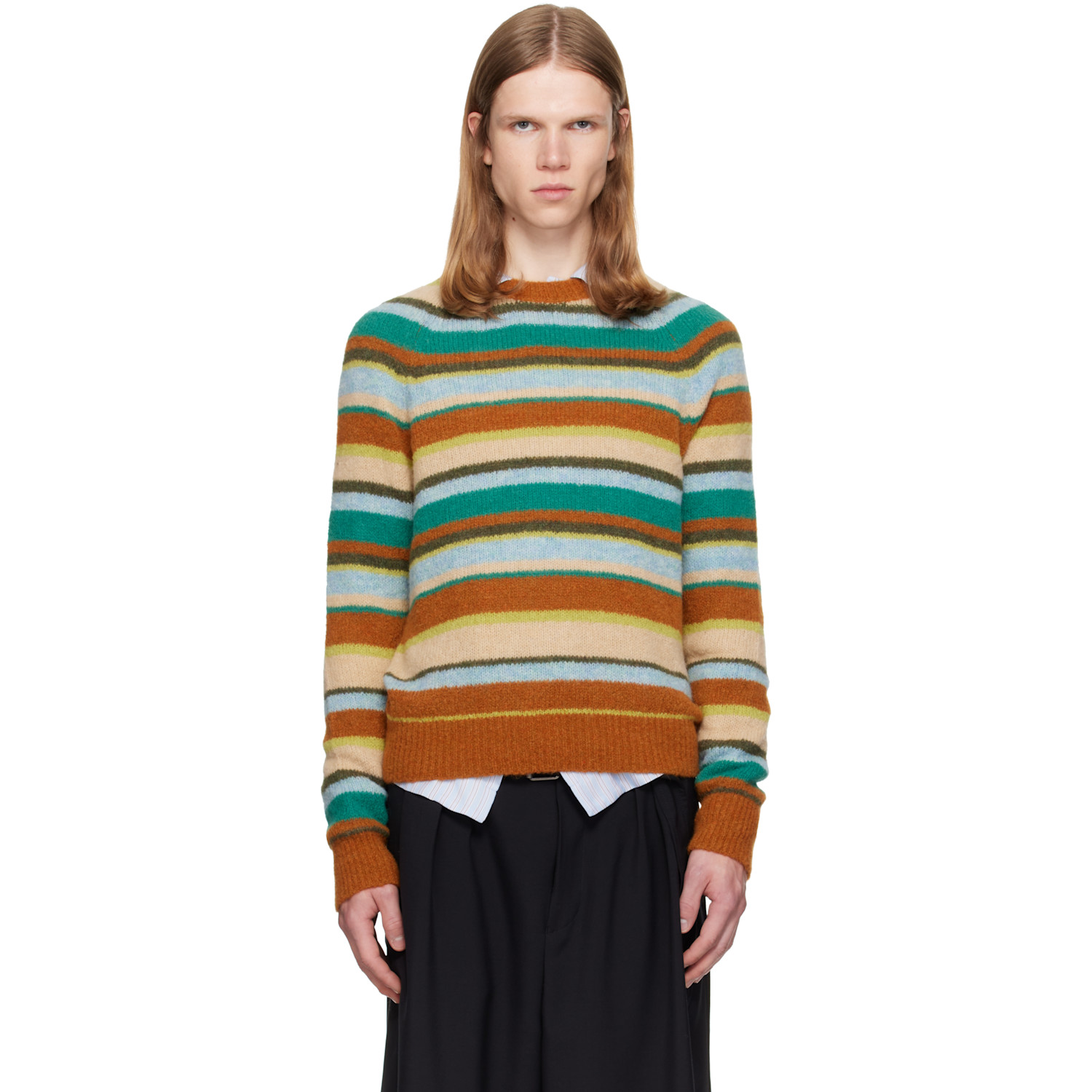 Dries Van Noten Multicolor Striped Alpaca Knit Sweater