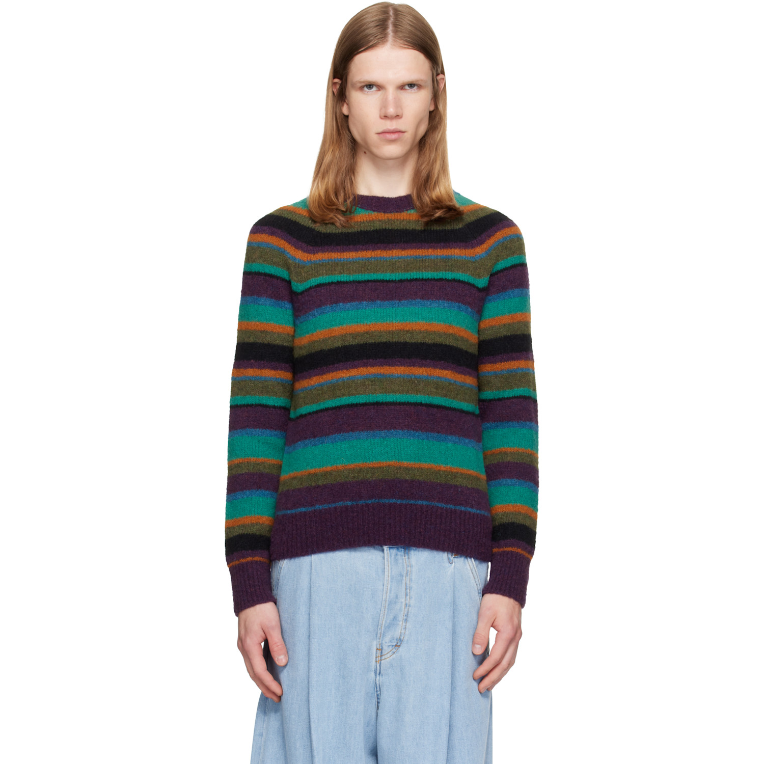 Dries Van Noten Multicolor Striped Alpaca Knit Sweater