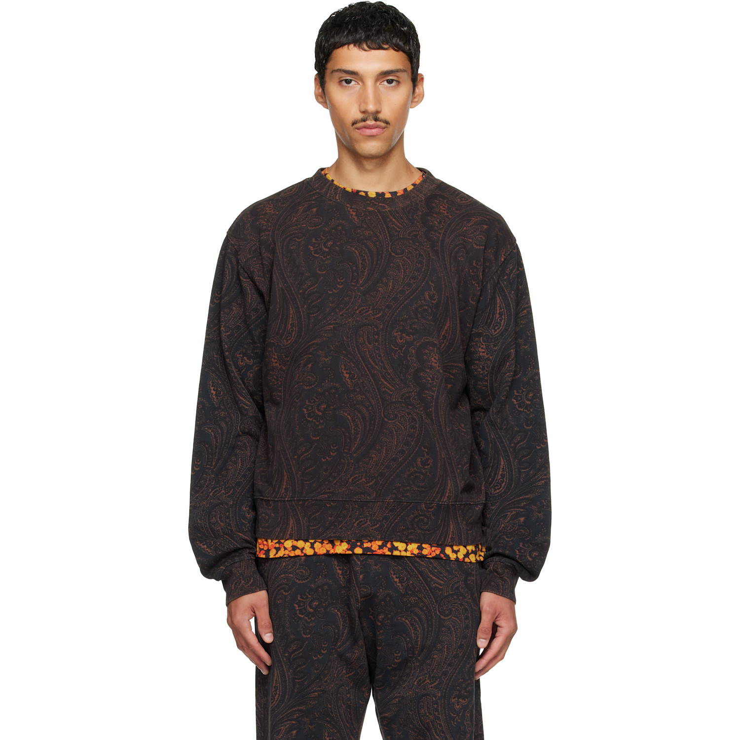 Dries Van Noten Black & Brown Printed Sweatshirt