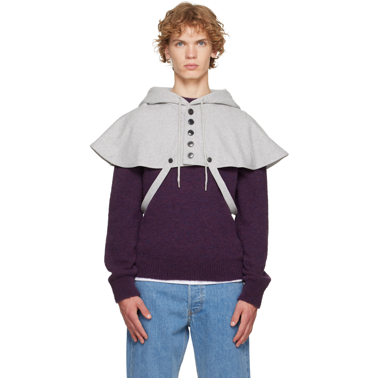 Dries Van Noten Gray Cape Hoodie