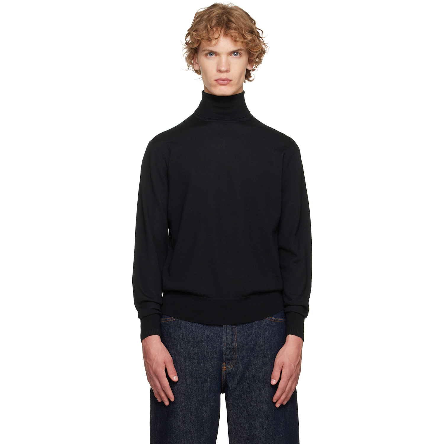 Dries Van Noten Black Merino Wool Turtleneck