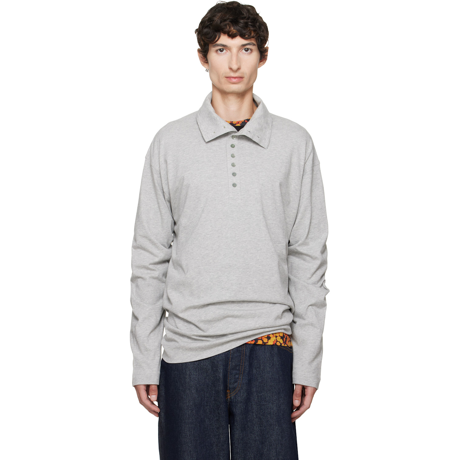 Dries Van Noten Gray Cotton Polo