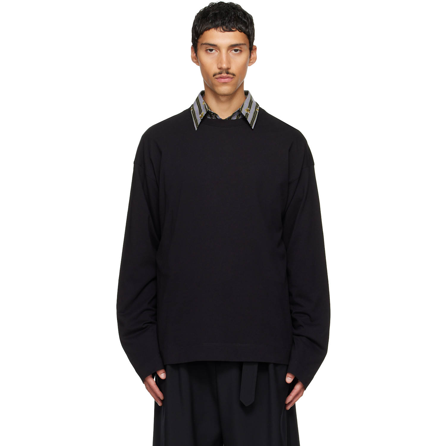 Dries Van Noten Black Long Sleeve Cotton T-shirt