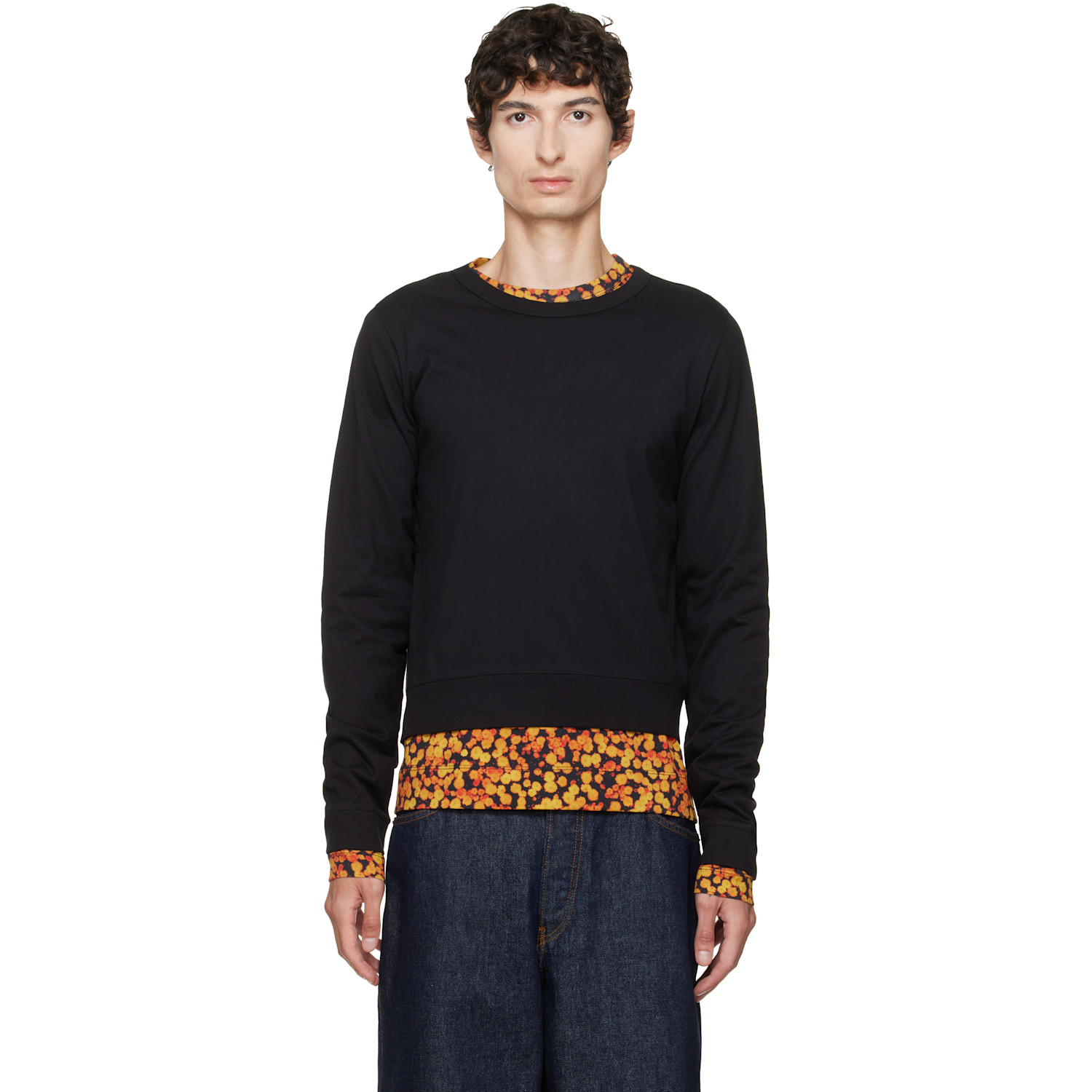 Dries Van Noten Black & Orange Layered Cotton T-shirt