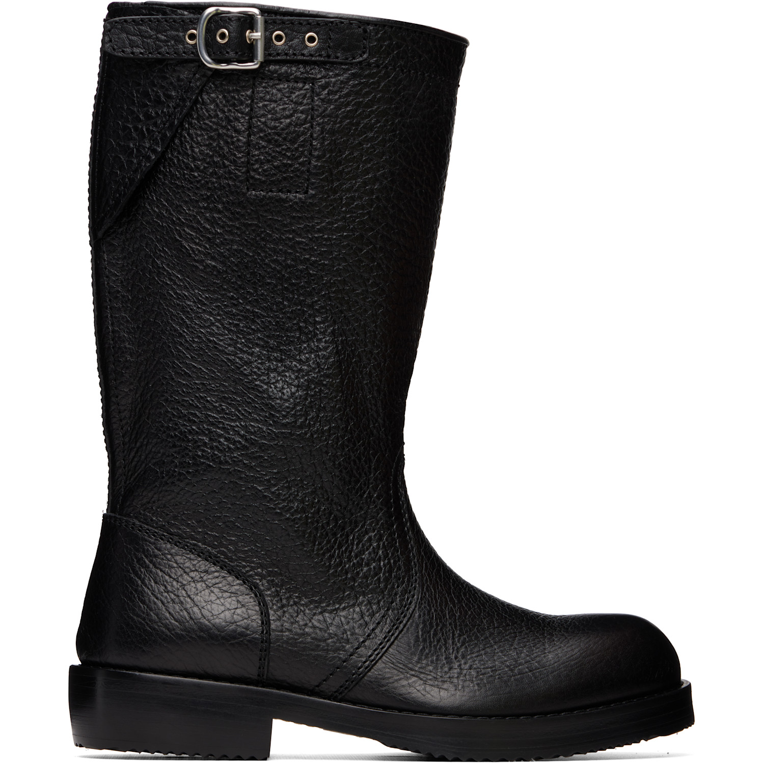Dries Van Noten Black Leather Biker Boots