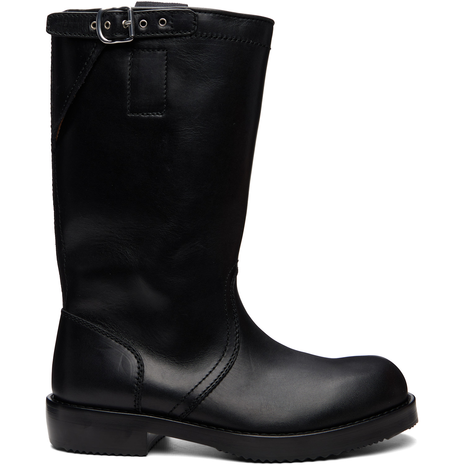 Dries Van Noten Black Leather Biker Boots