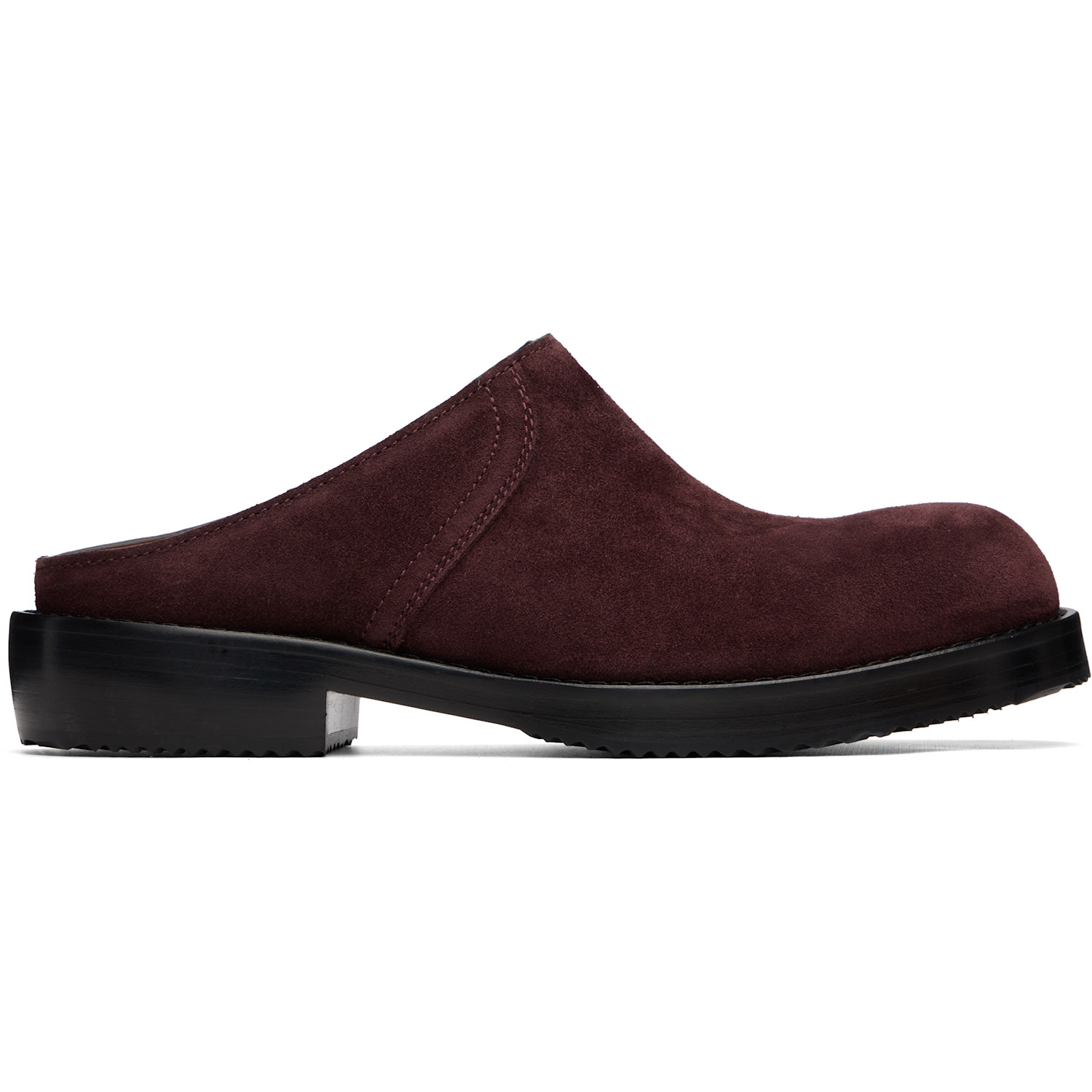 Dries Van Noten Burgundy Suede Workwear Mule Loafers