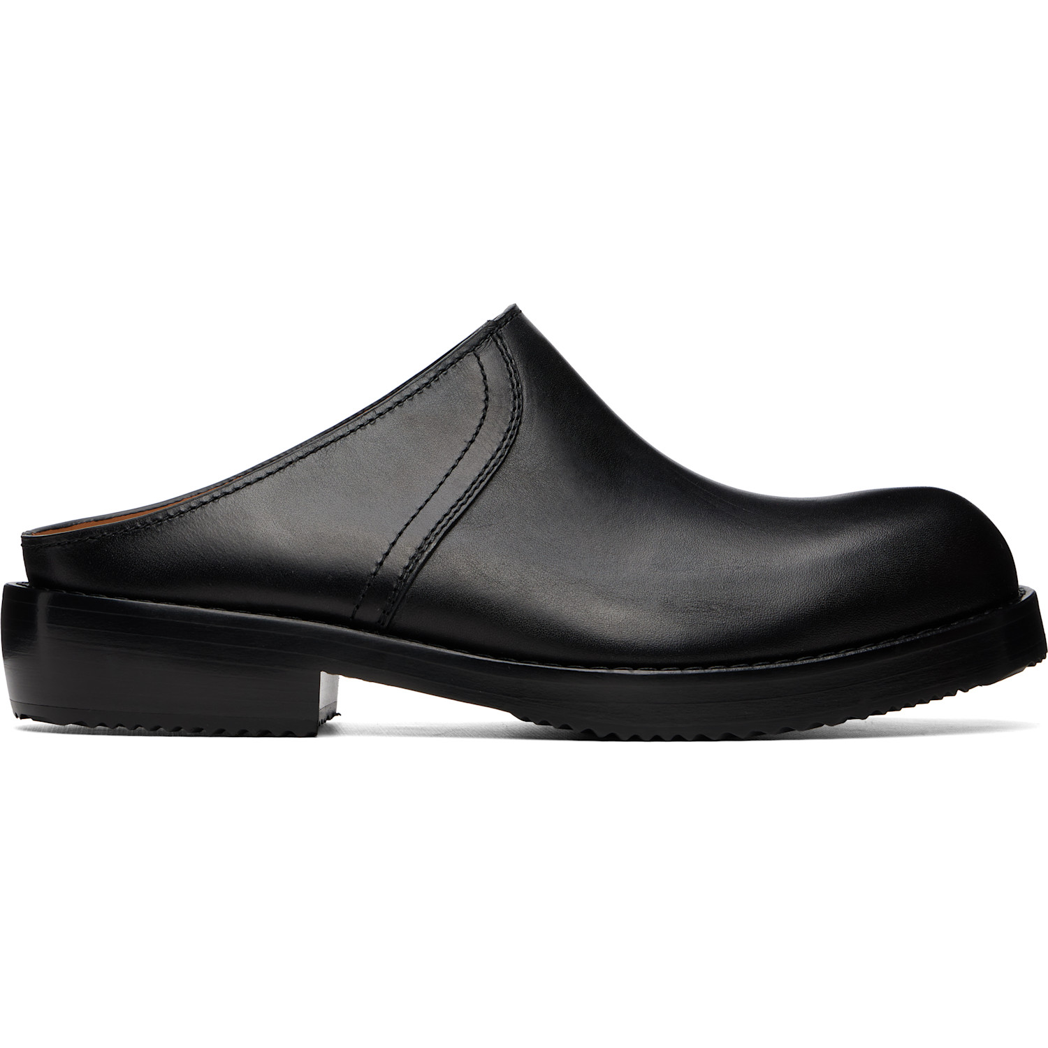 Dries Van Noten Black Leather Clog Loafers