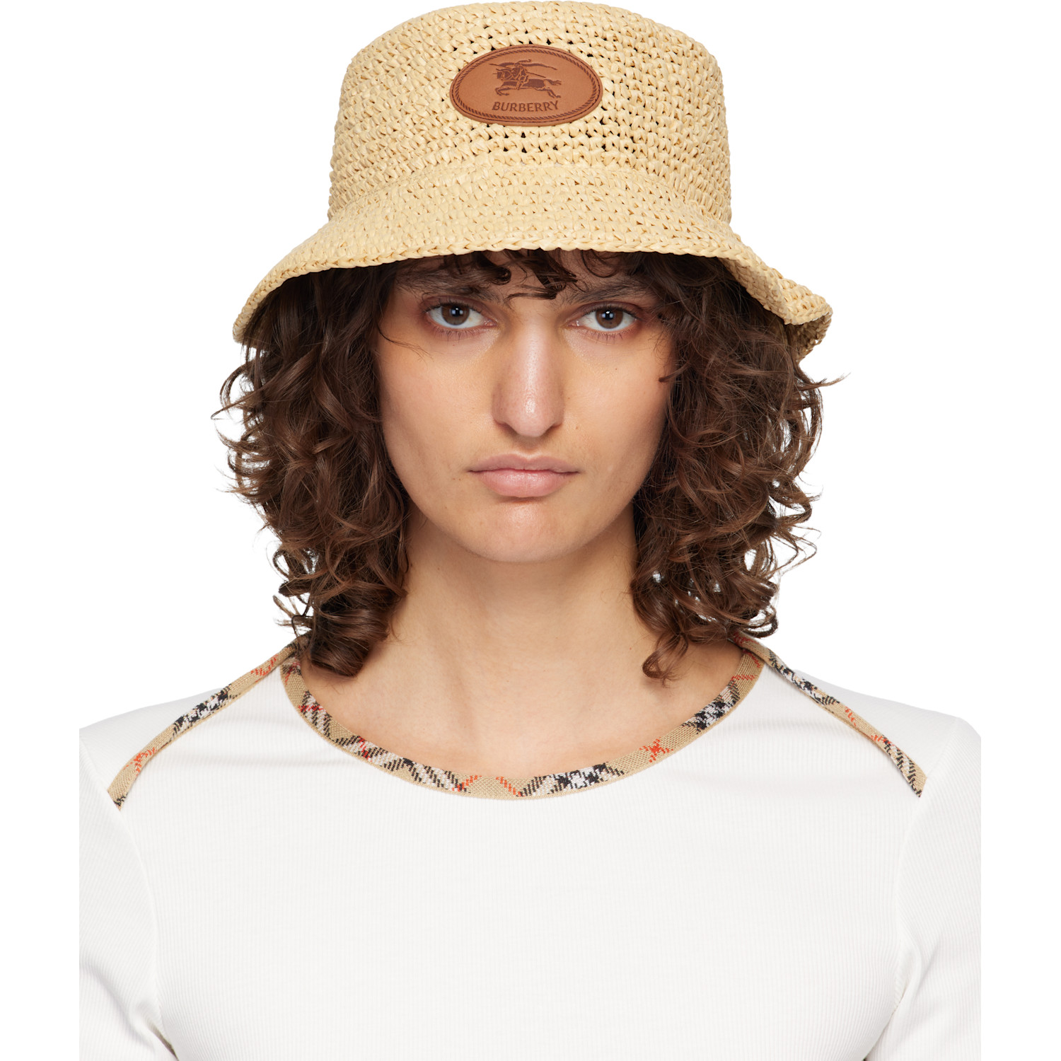 Burberry Check Cotton Bucket Hat in Archive Beige.  made in Italy. Size small B3981B11-5A3D-4F7F-B8CF-  main image 2