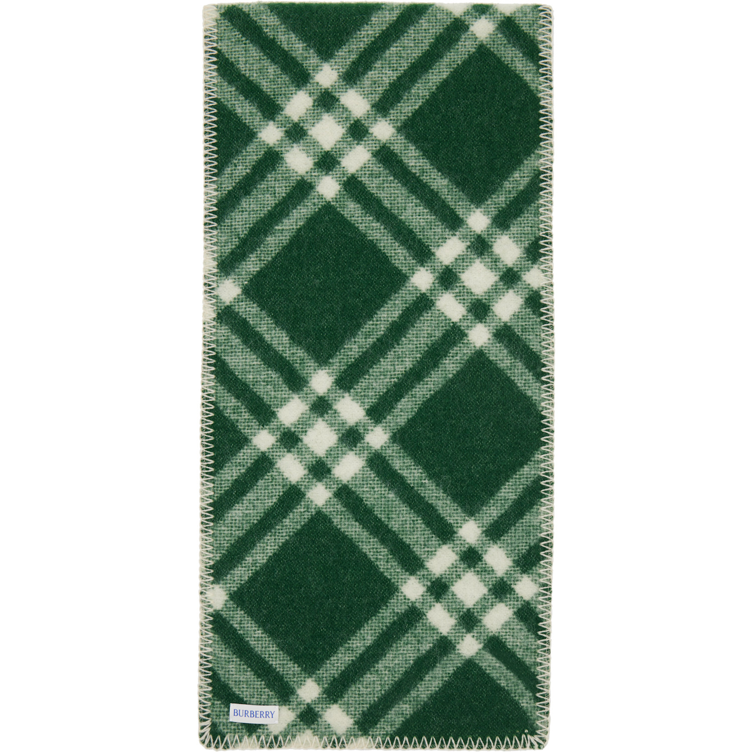  Burberry Green Check Wool Scarf 