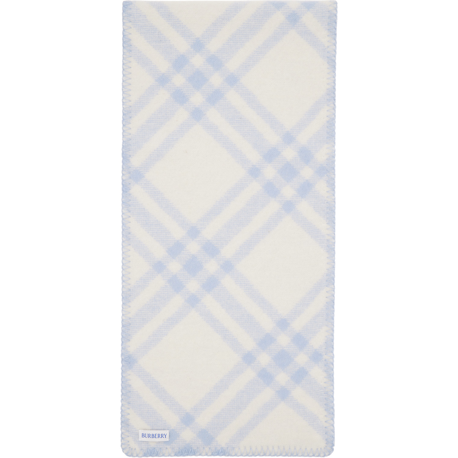  Burberry Blue Check Wool Scarf 