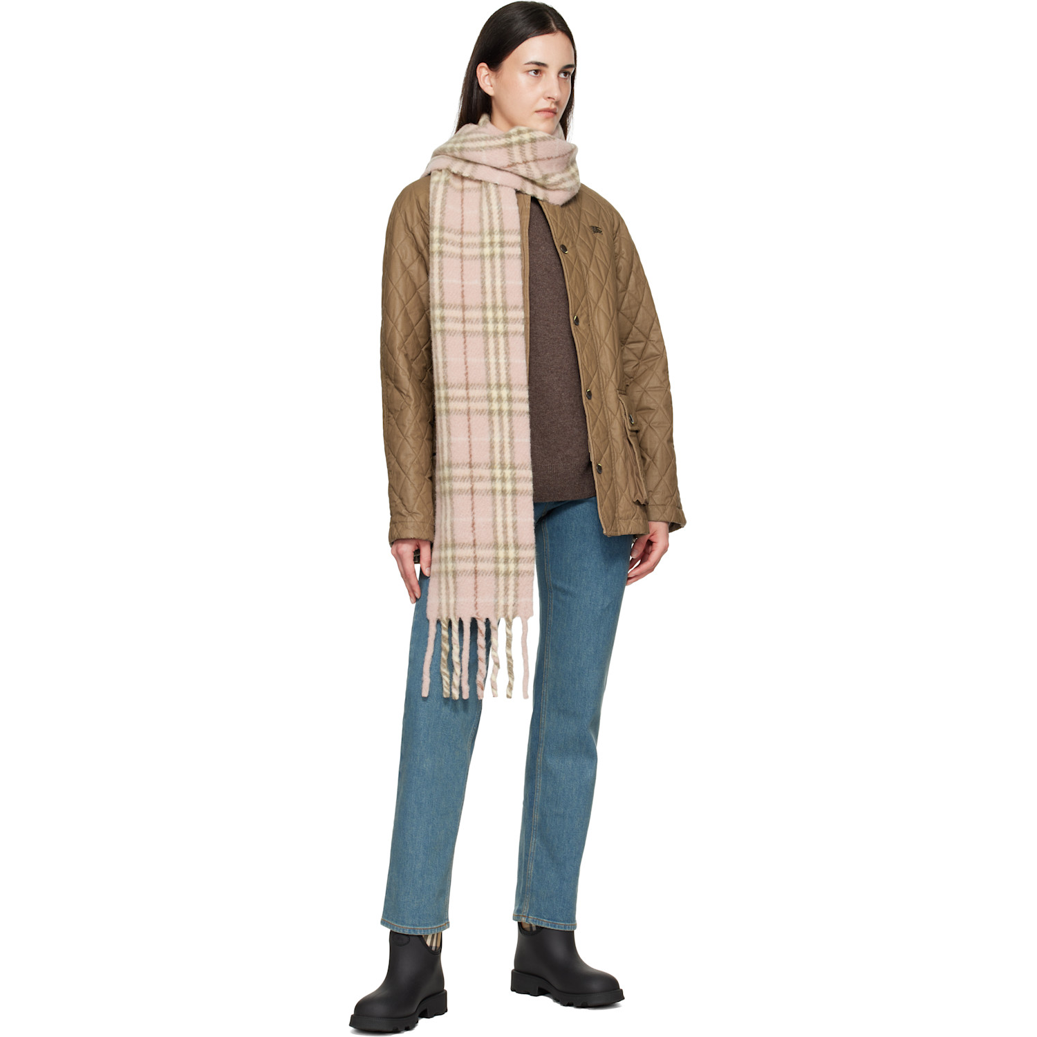  Burberry Pink Small Check Scarf 