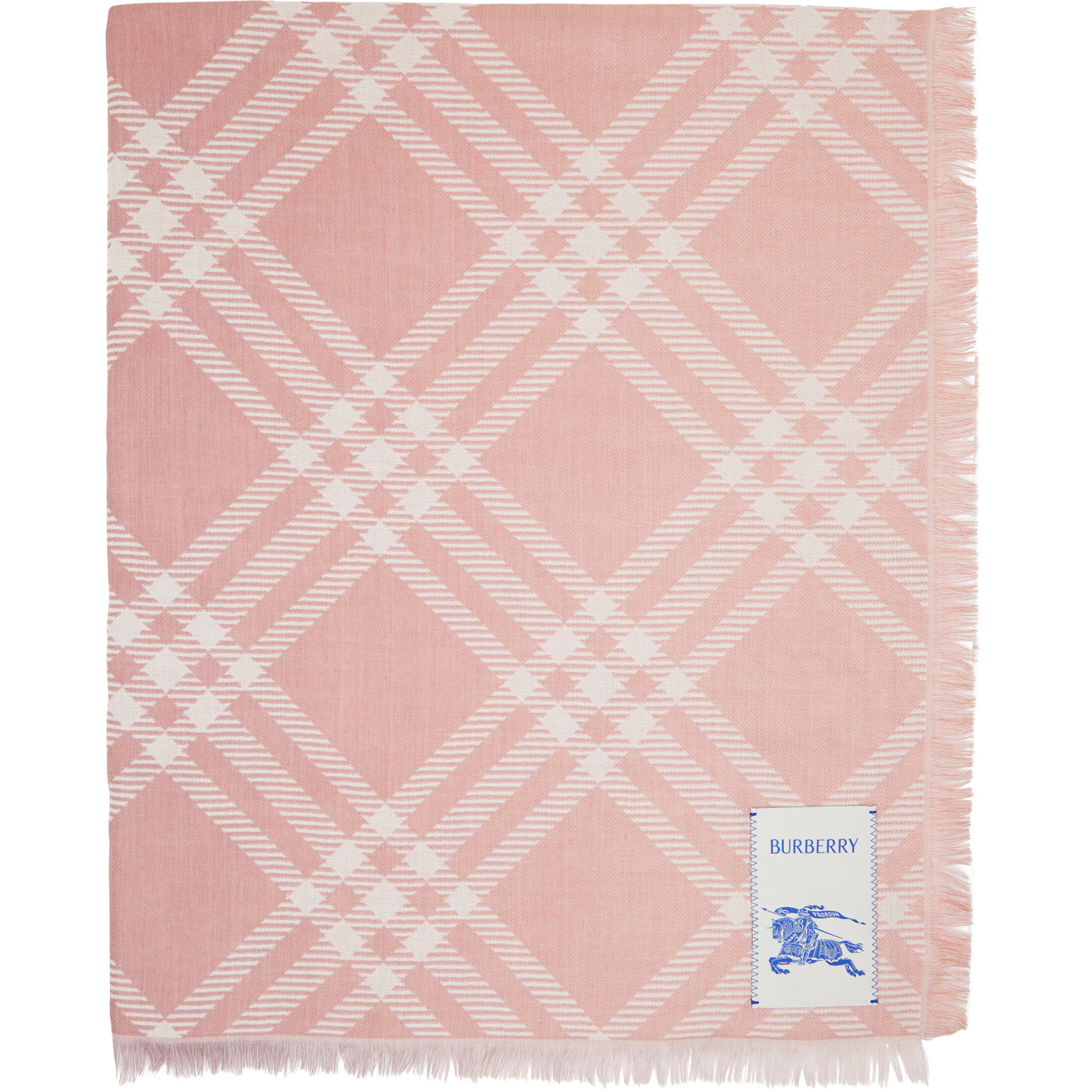 Burberry Pink Gradient Check Wool Silk Scarf