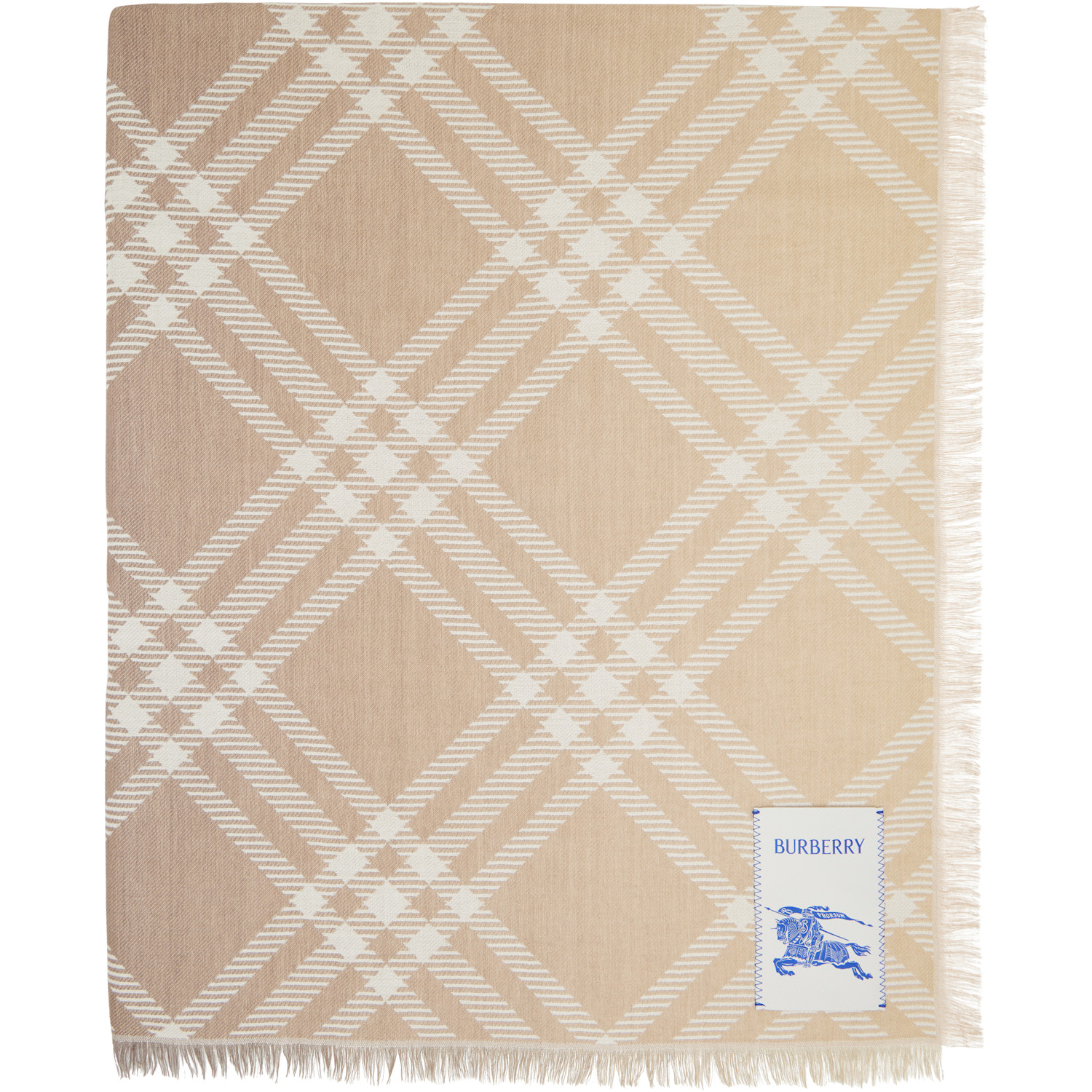 Burberry Beige Gradient Check Wool Silk Scarf