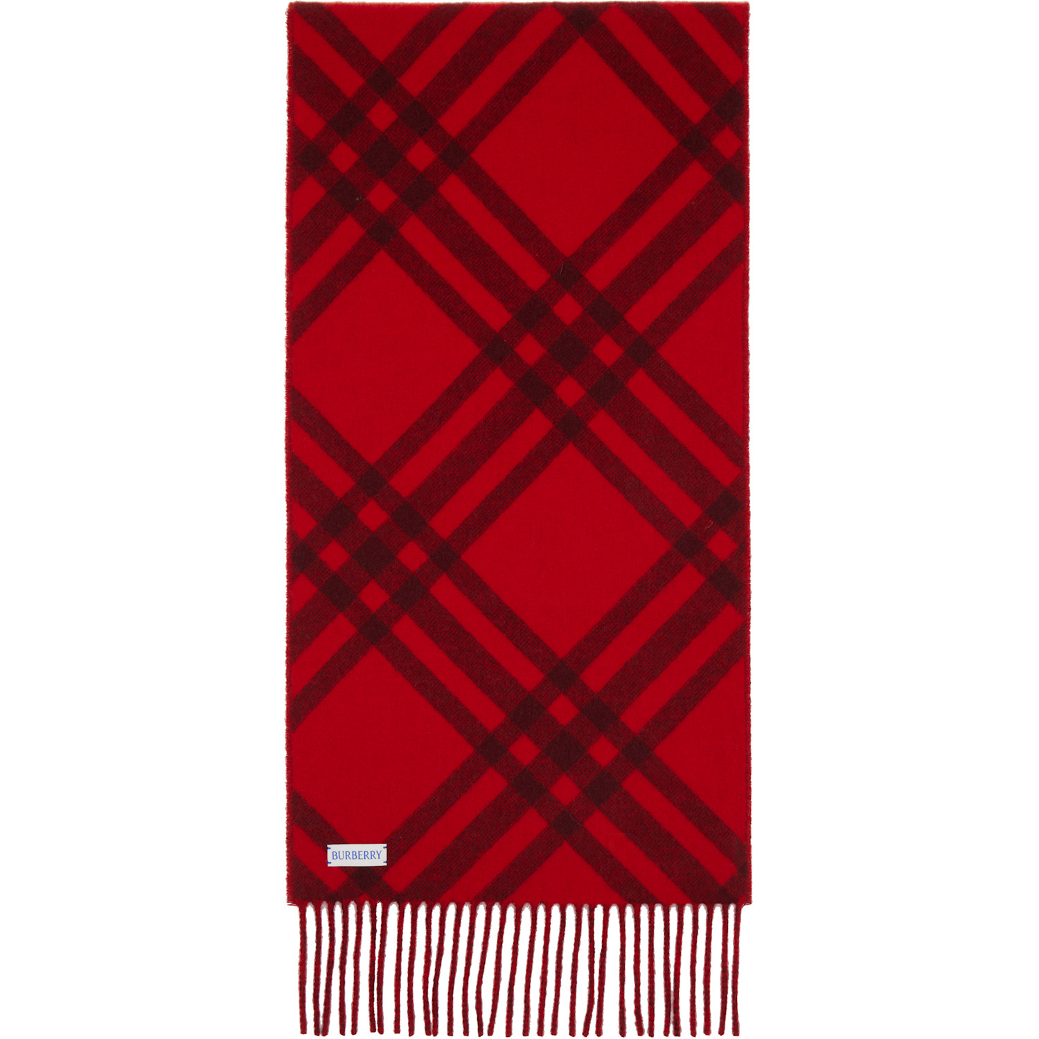  Burberry Red Check Cashmere Scarf 