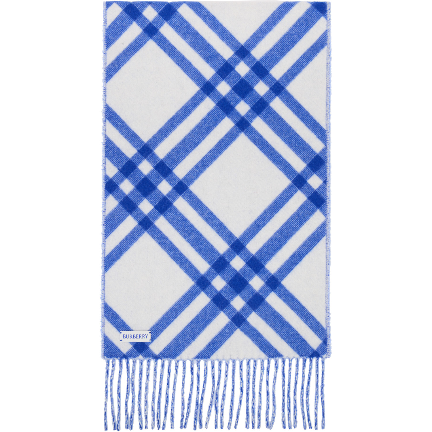  Burberry Blue Check Cashmere Scarf 
