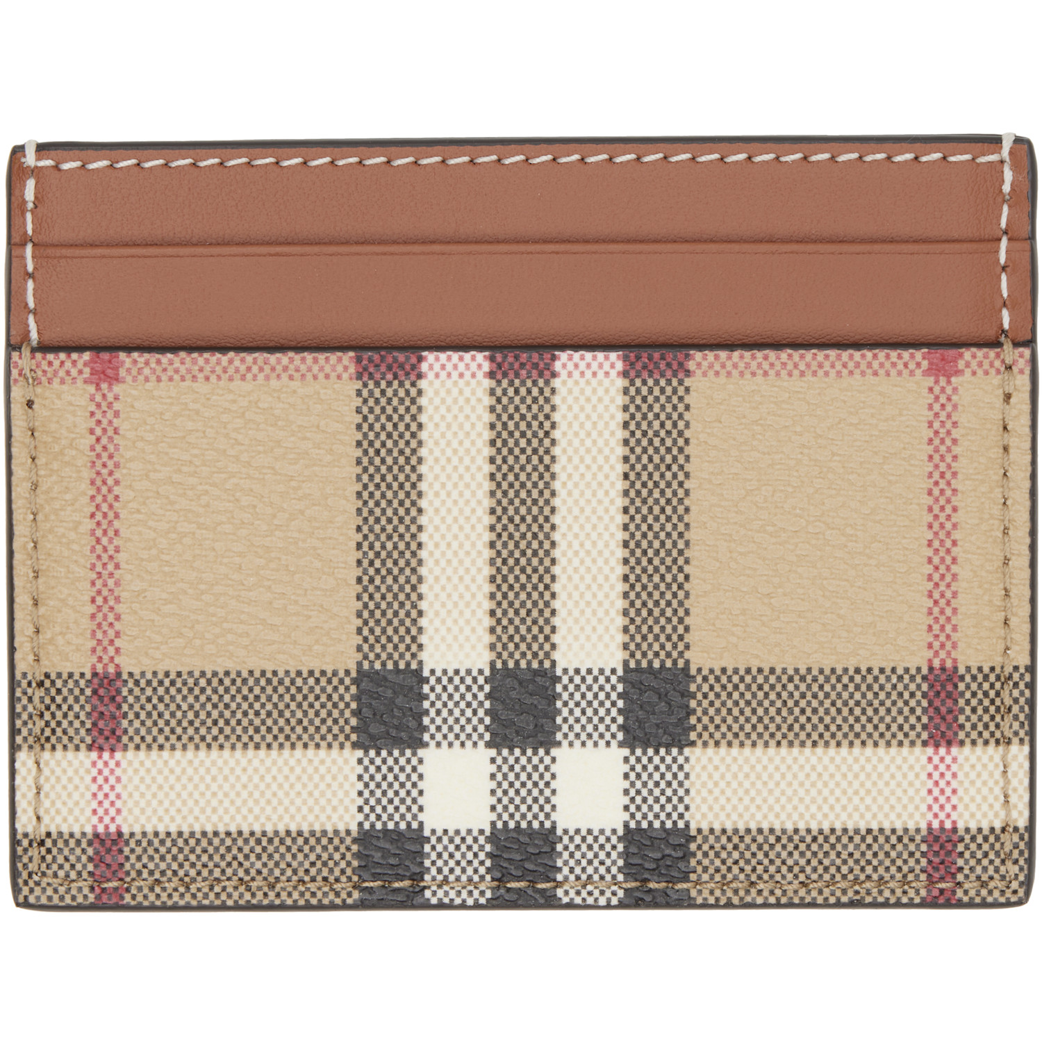  Burberry Beige Check Card Holder 