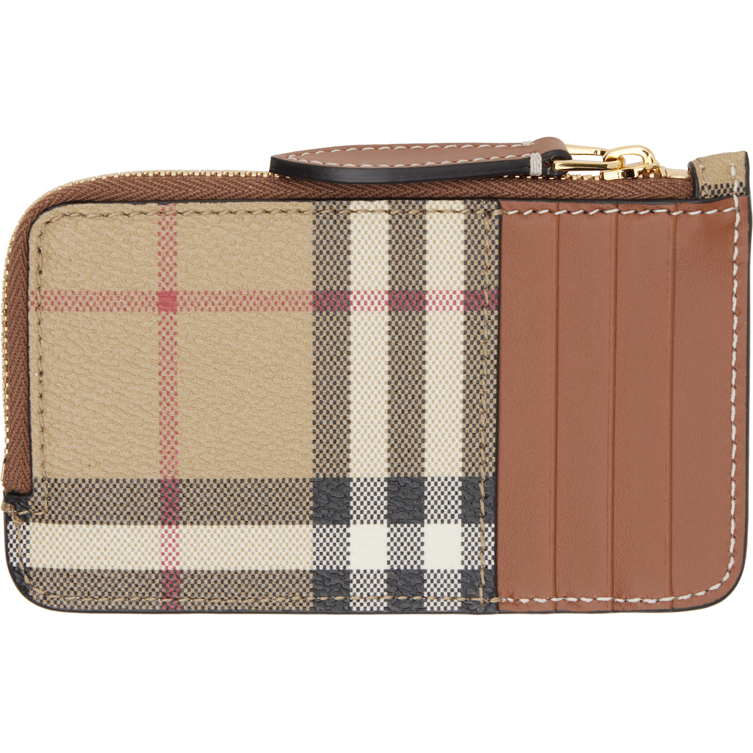  Burberry Beige Check Zip Wallet 