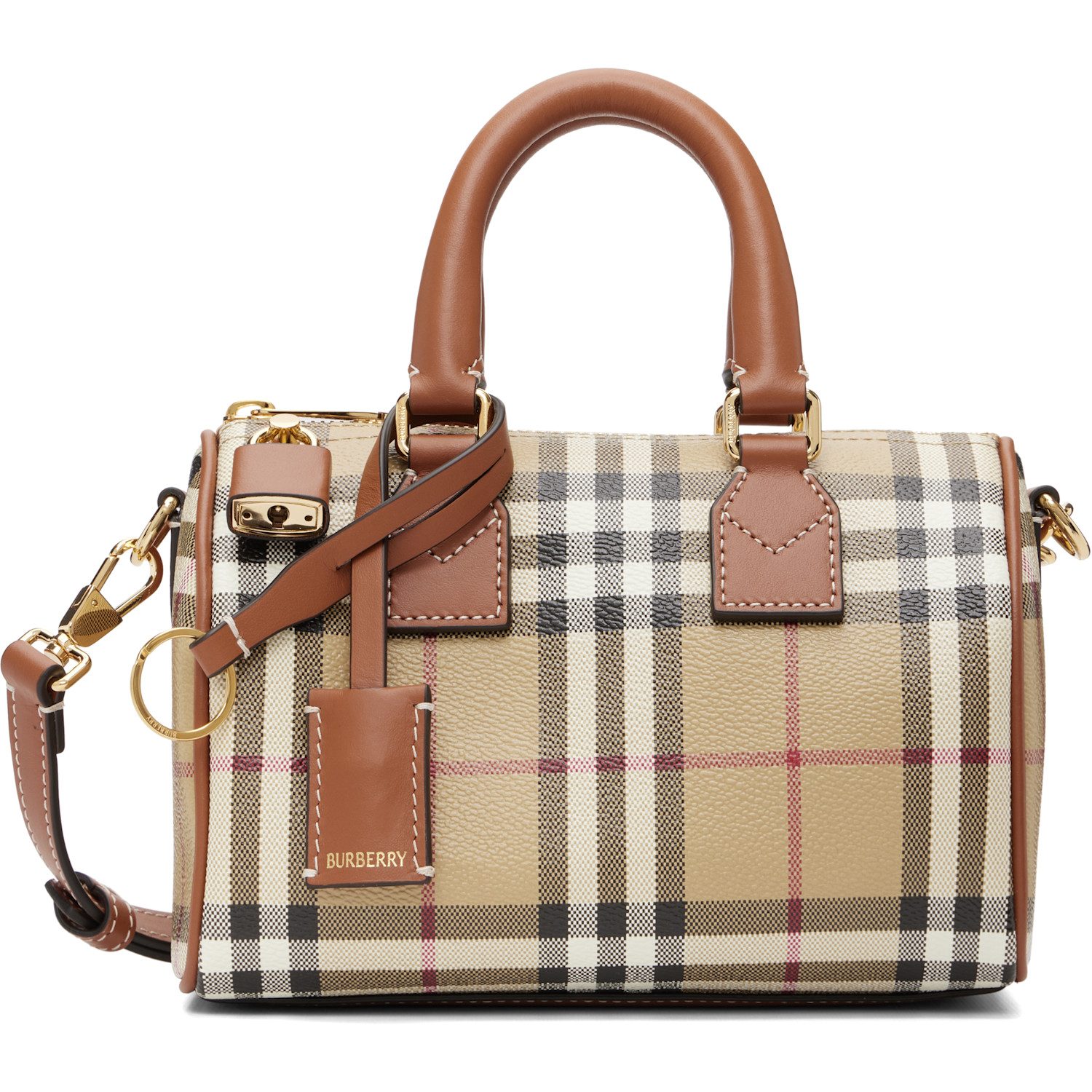 Burberry Beige Mini Check Bowling Bag