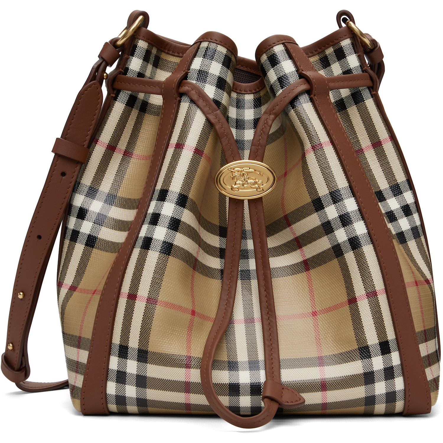 Burberry Beige Small Check Bucket Bag