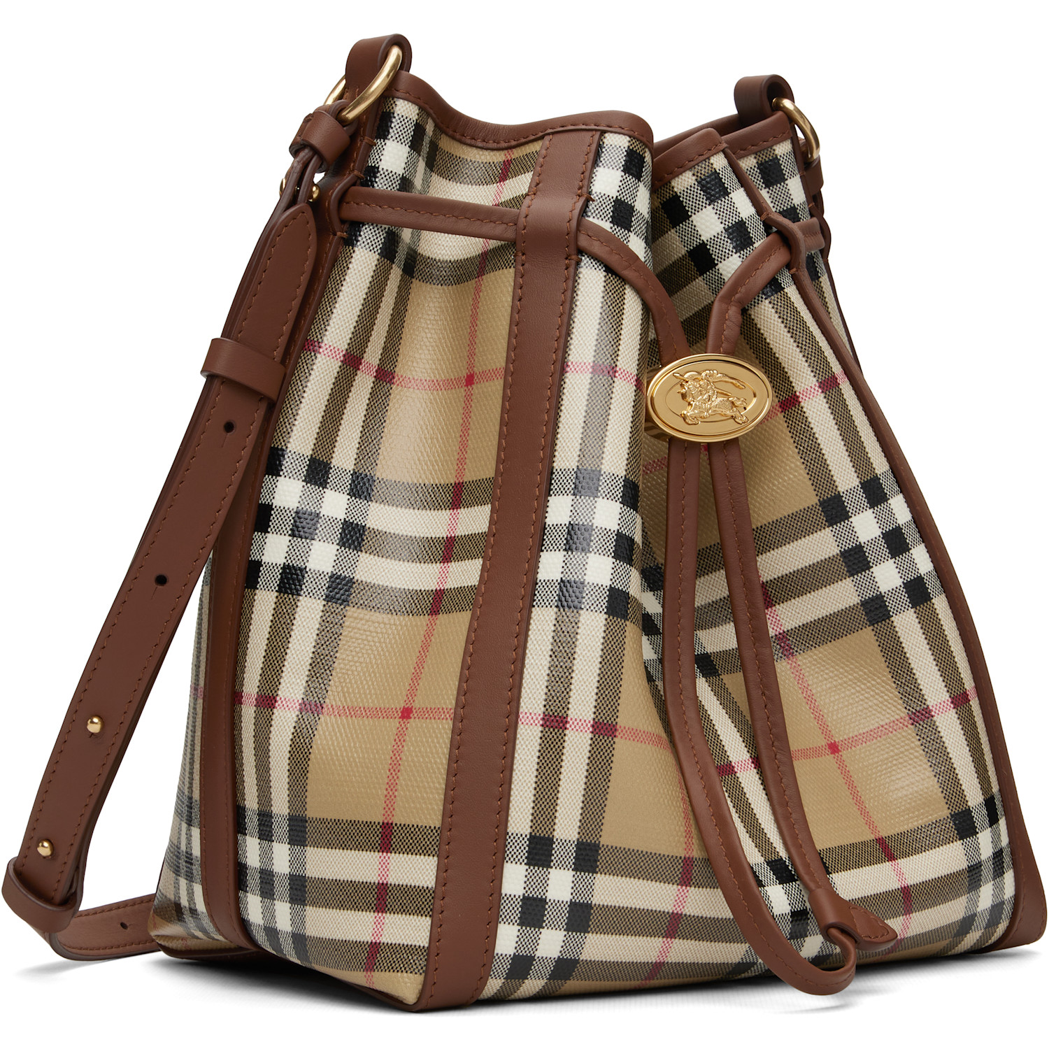 BURBERRY 베이지 스몰 체크 버킷백