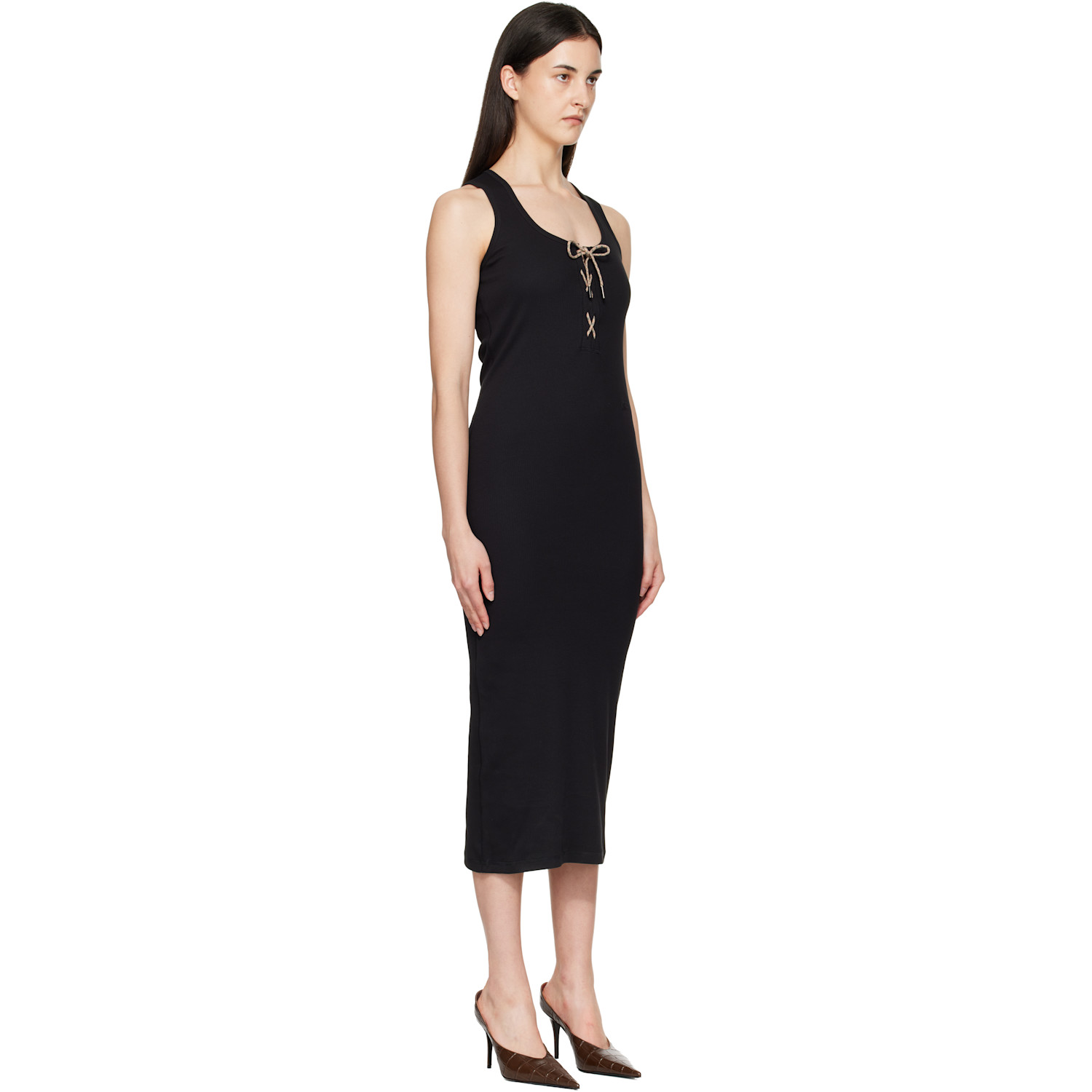  Burberry Black Lace-up Midi Dress 
