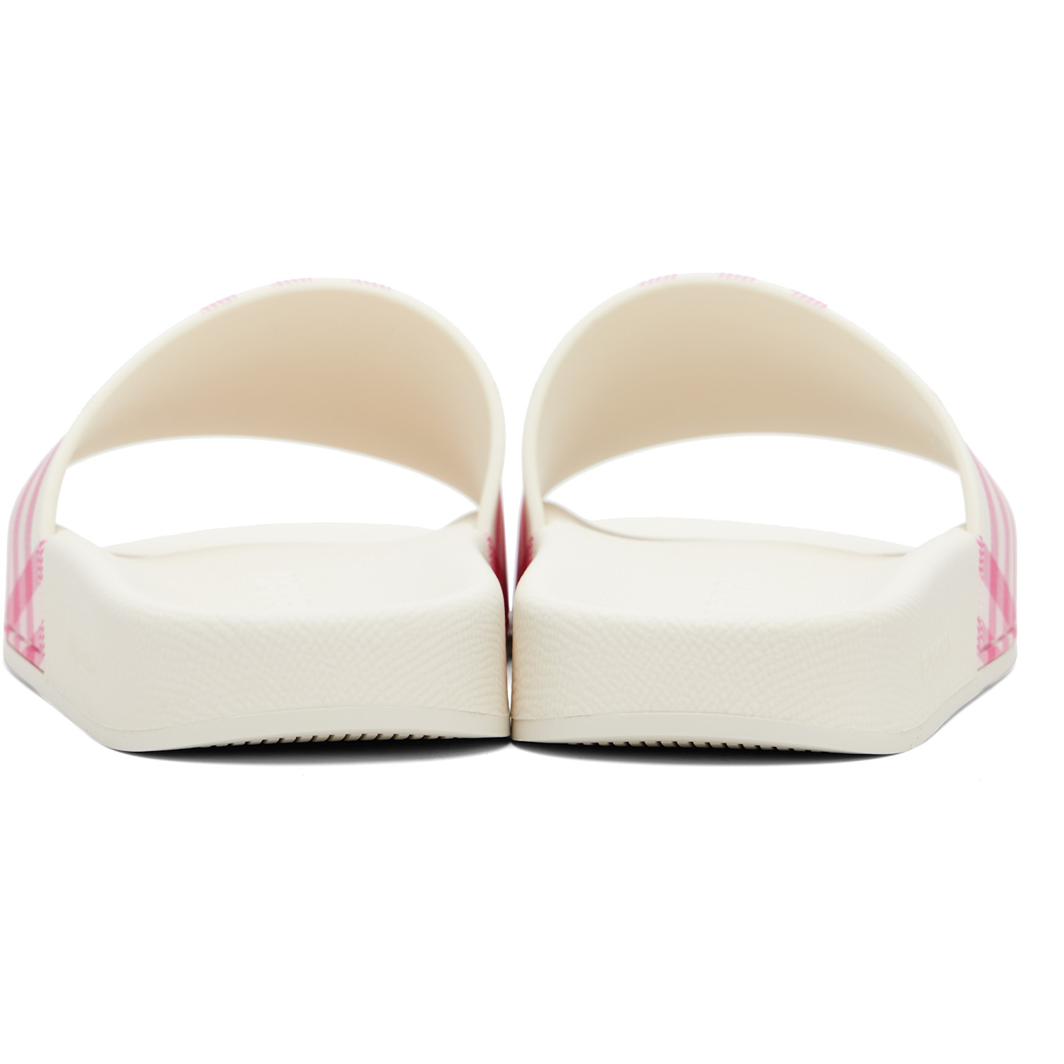  Burberry Off-white & Pink Check Slides 