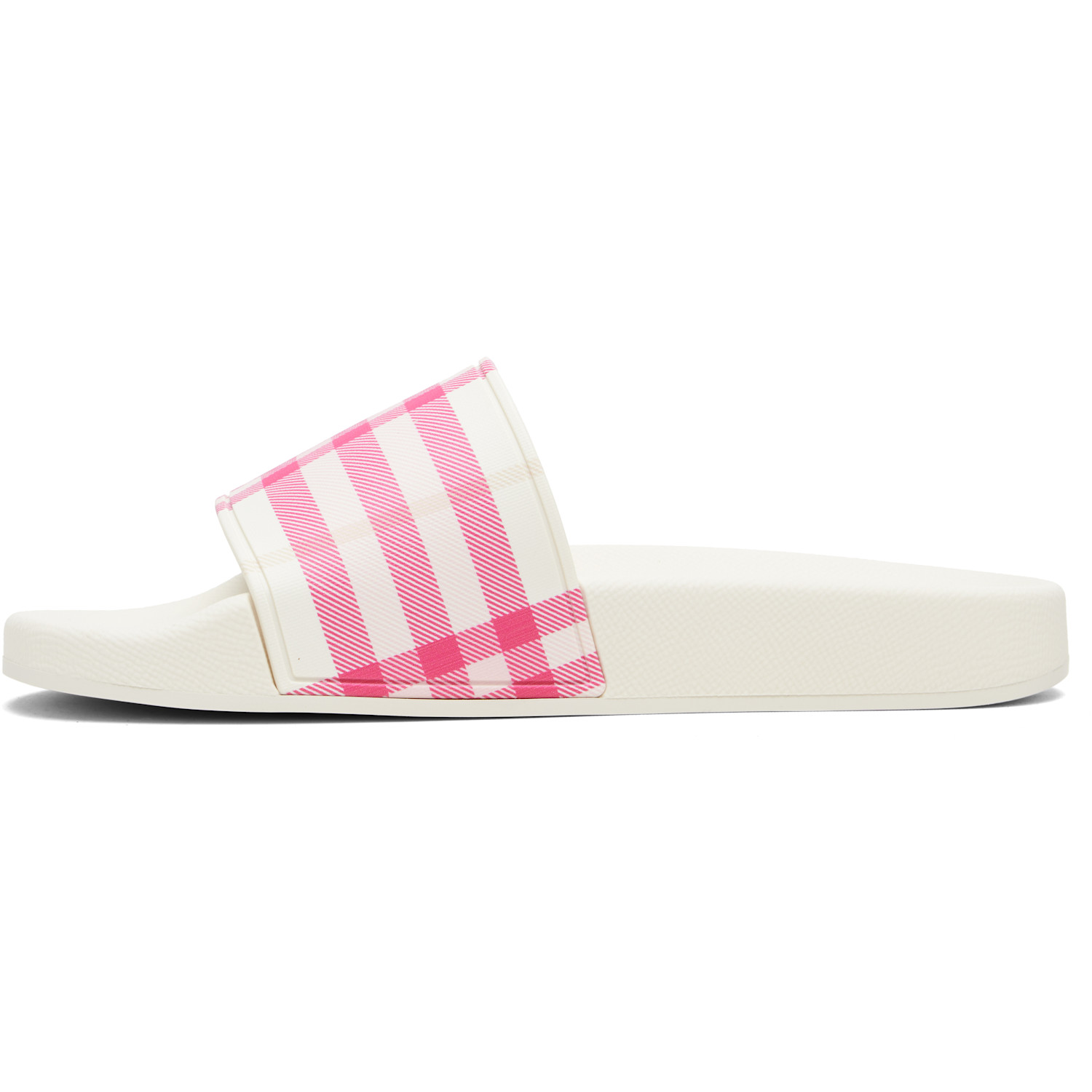  Burberry Off-white & Pink Check Slides 