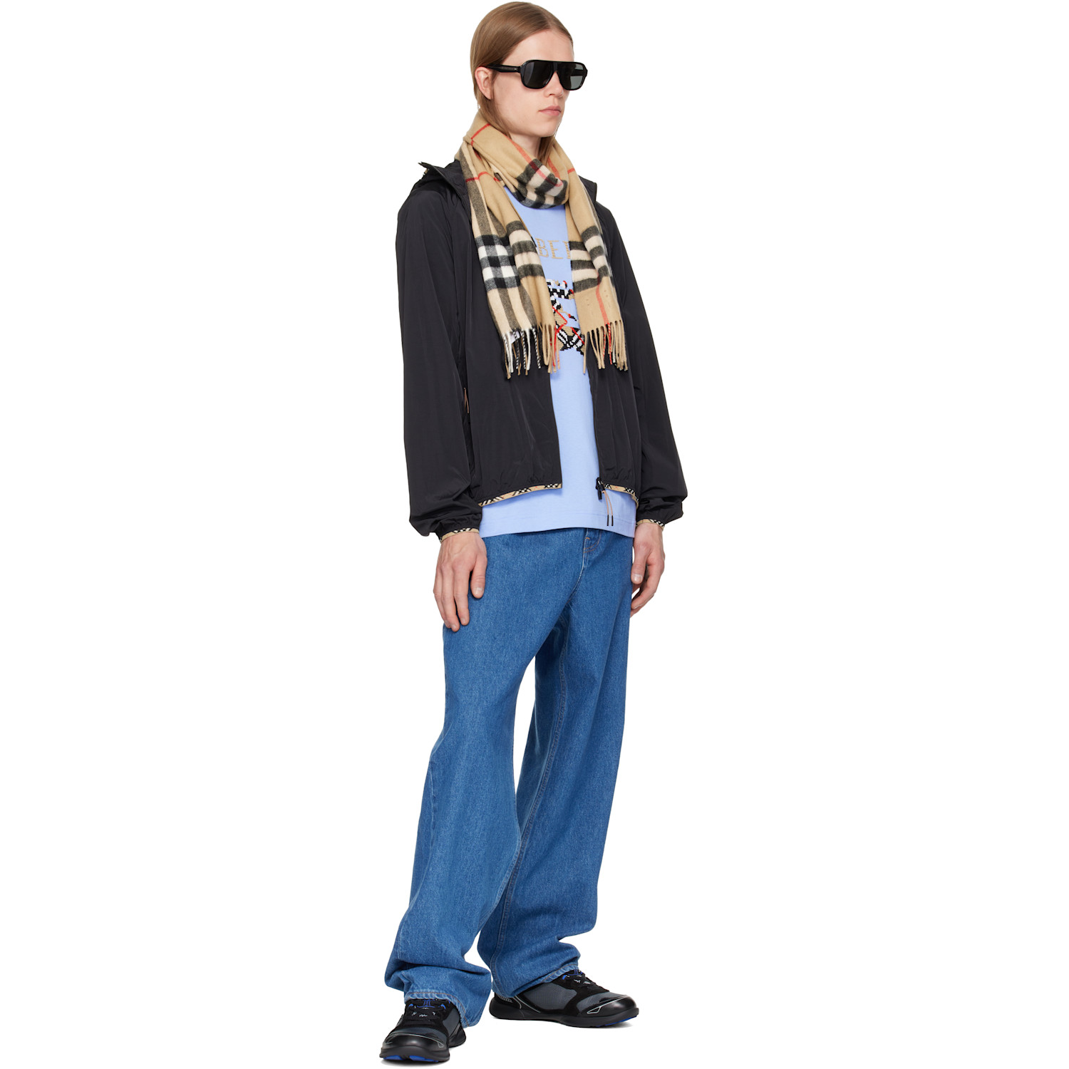  Burberry Beige Check Cashmere Scarf 