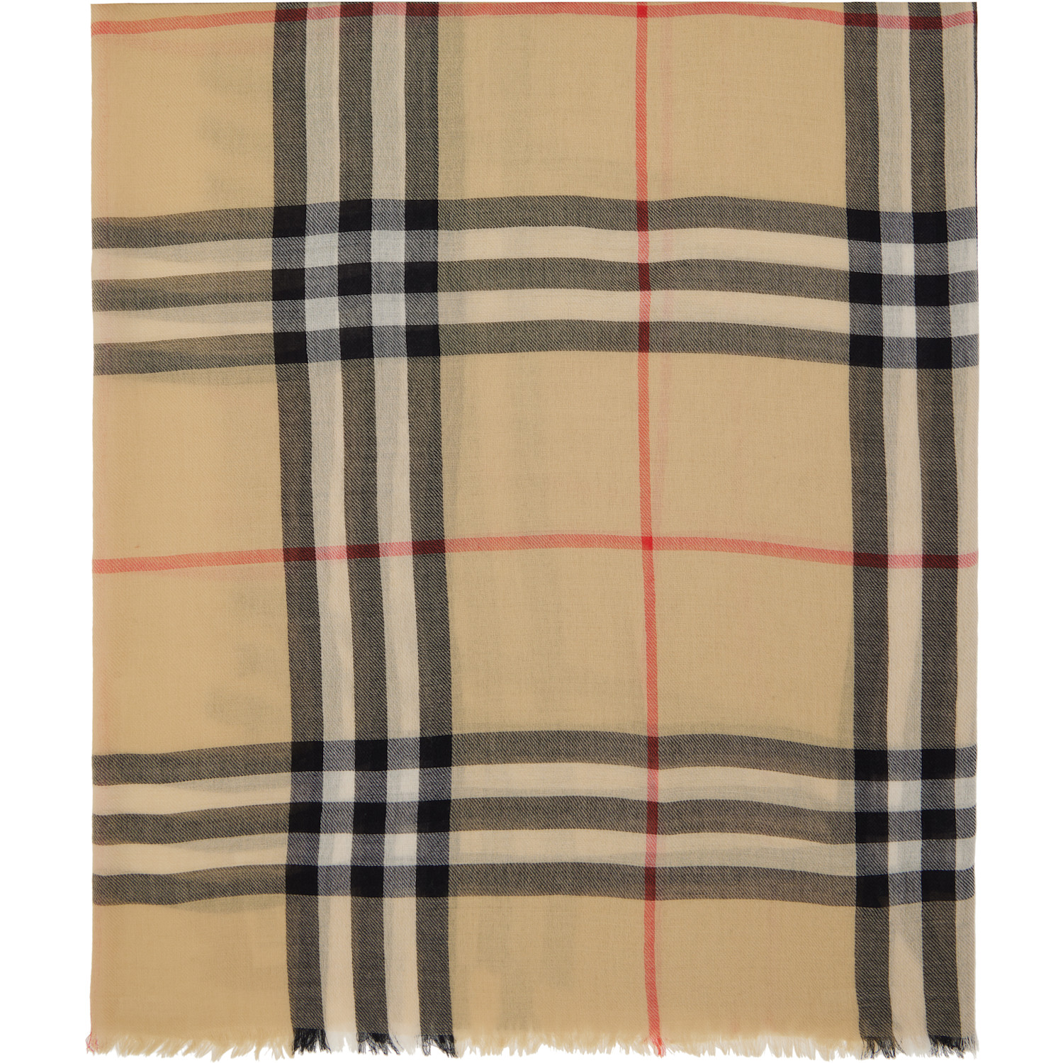 Burberry Beige Check Wool Scarf
